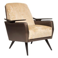 Mid Century Armchair Newly Upholstered in "Technology" Fabric, Italian, c.1960
