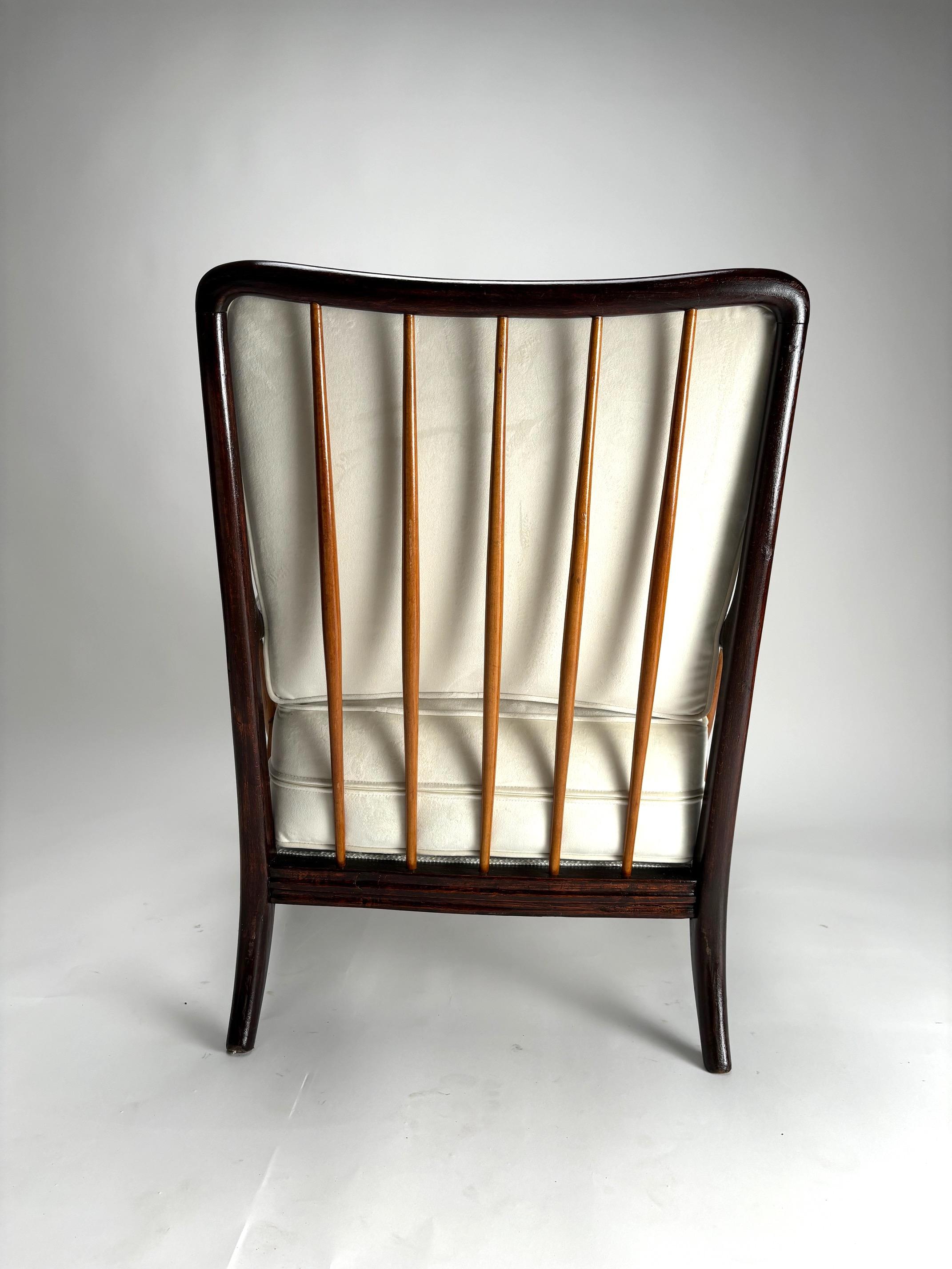Sillón de mediados de siglo, estilo Paolo Buffa, Italia Años 50 Tela en venta