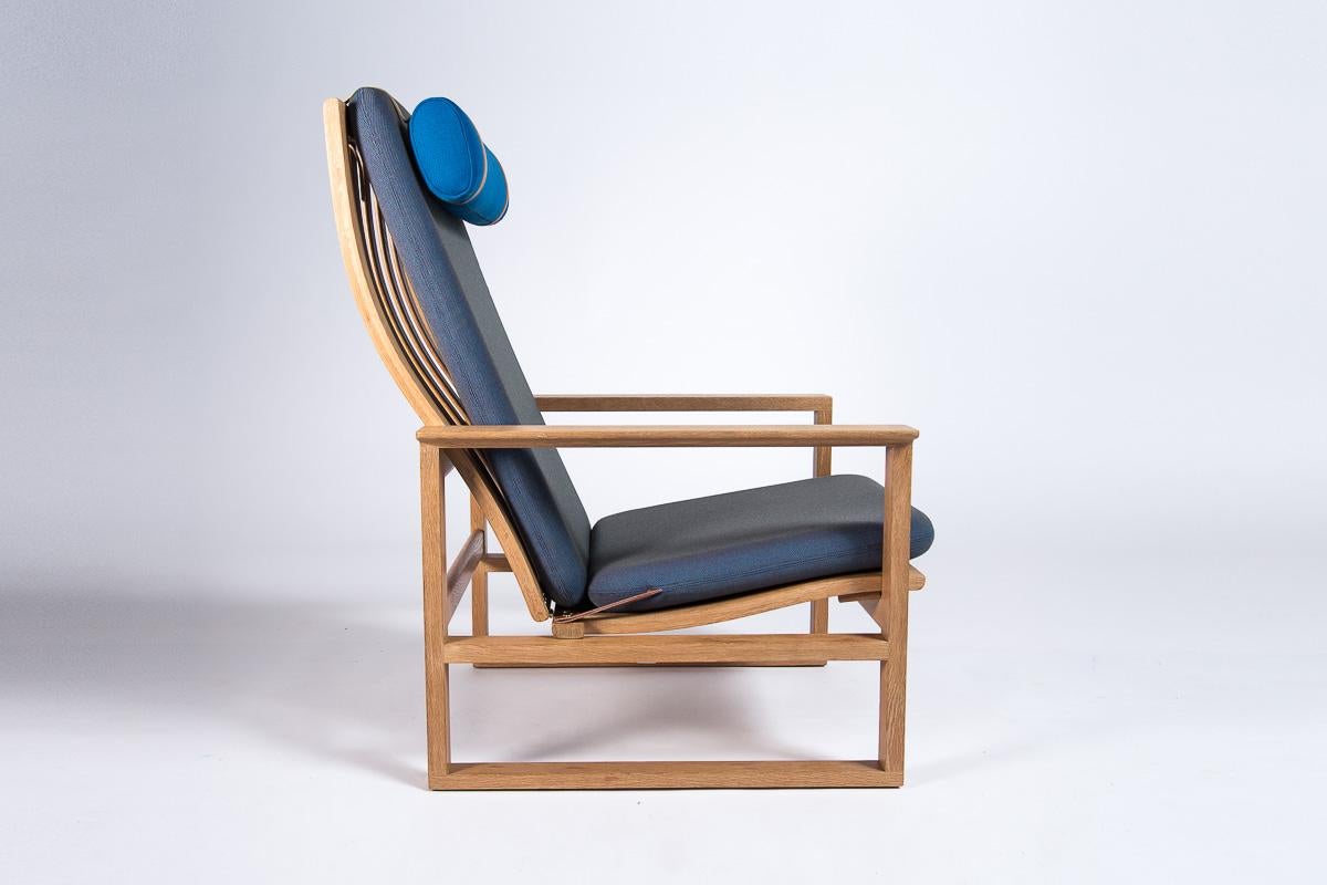 Scandinavian Modern Mid Century Armchair & Stool Borge Mogensen 2254 in Oak & Wool, Danish 1950’s For Sale