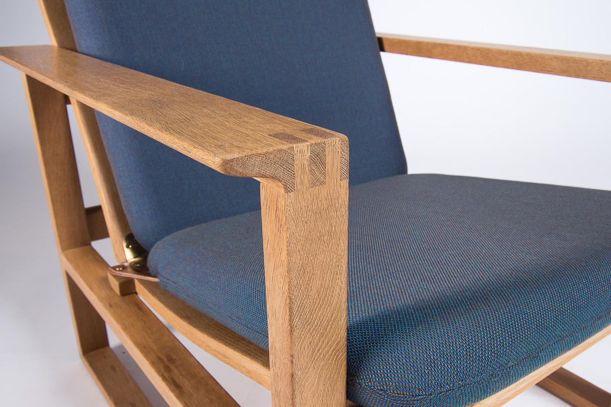 Mid-20th Century Mid Century Armchair & Stool Borge Mogensen 2254 in Oak & Wool, Danish 1950’s For Sale