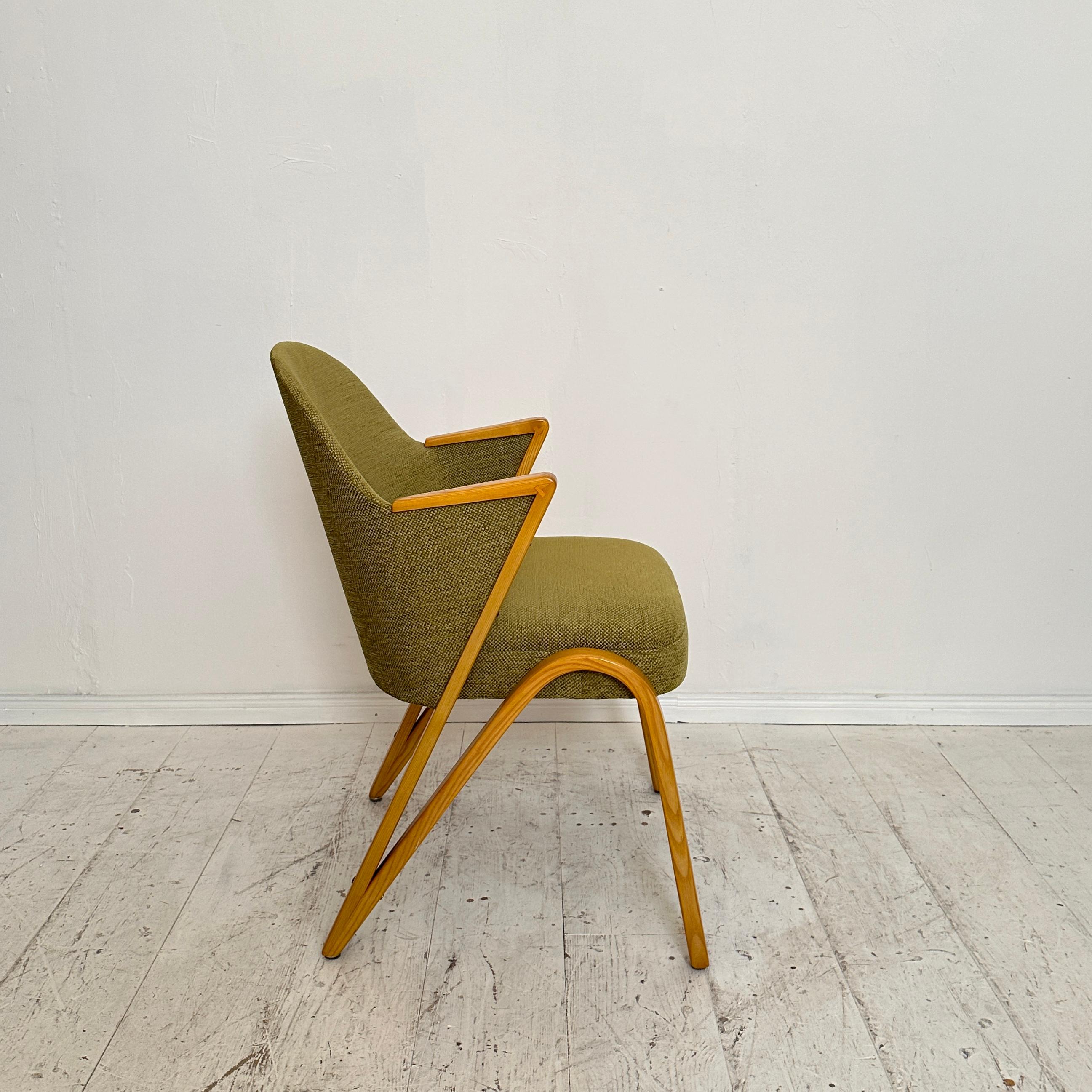 Mid Century Armchair with Ottoman by Paul Bode in Green Fabric, around 1950 For Sale 4