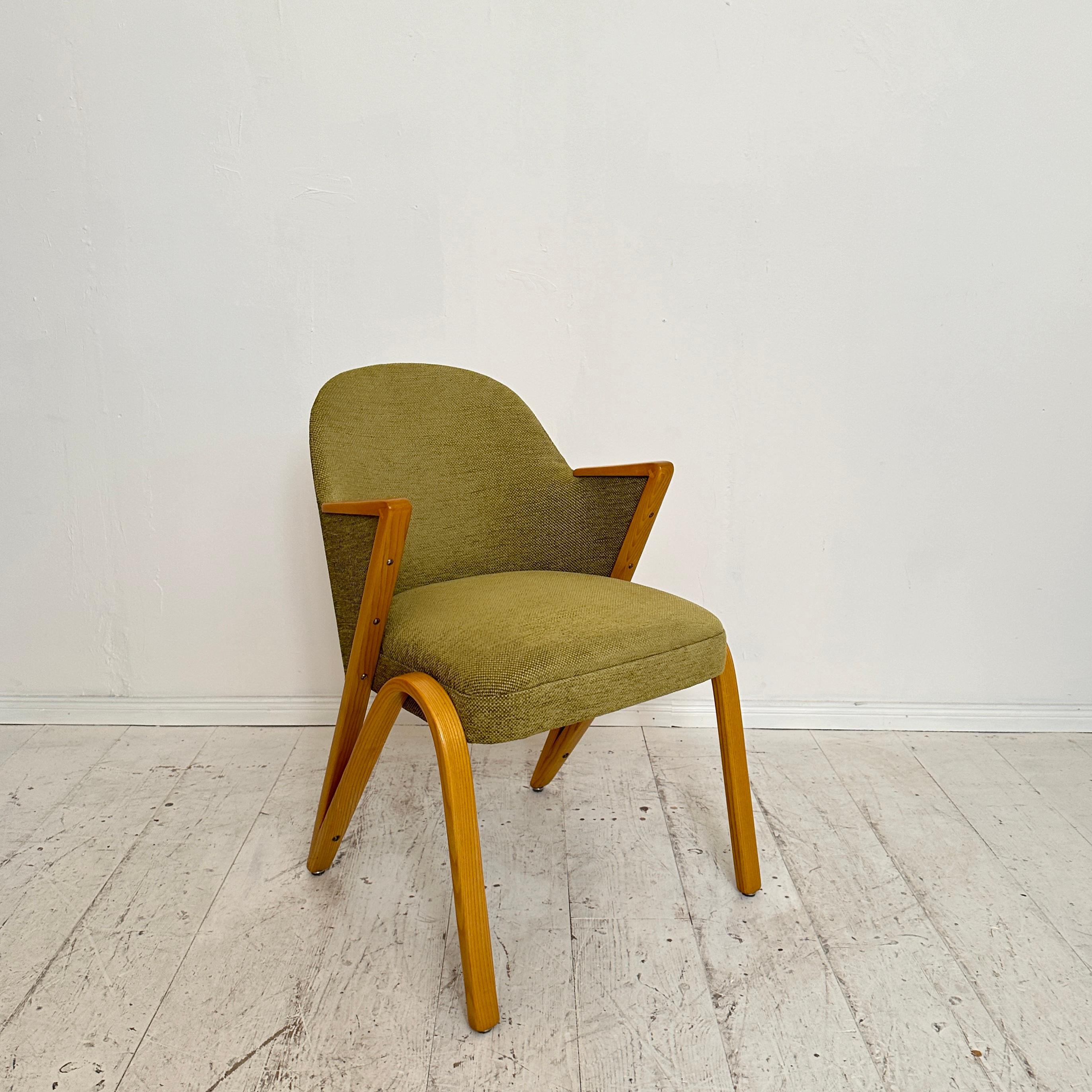 Mid Century Armchair with Ottoman by Paul Bode in Green Fabric, around 1950 For Sale 5