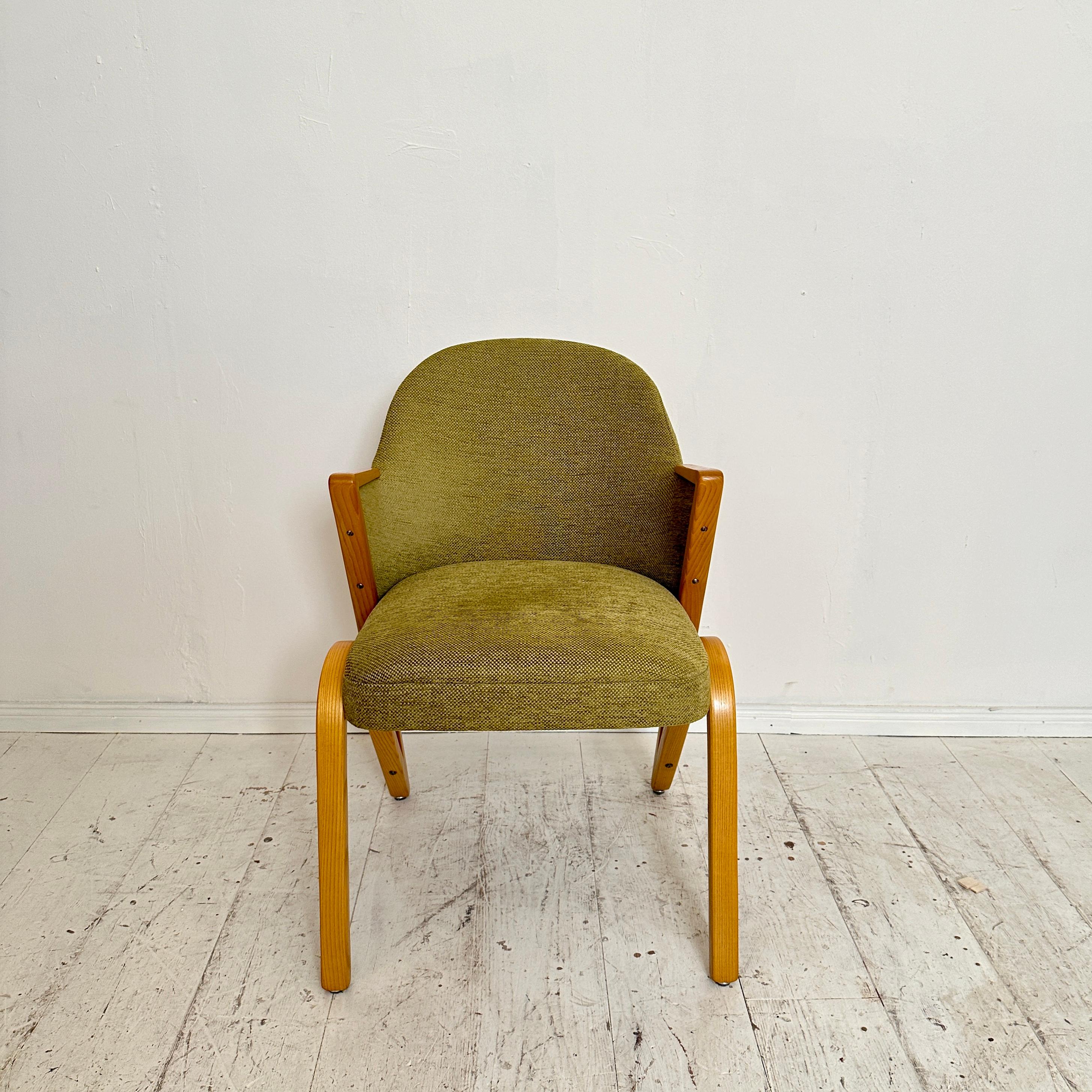 Mid Century Armchair with Ottoman by Paul Bode in Green Fabric, around 1950 In Good Condition For Sale In Berlin, DE