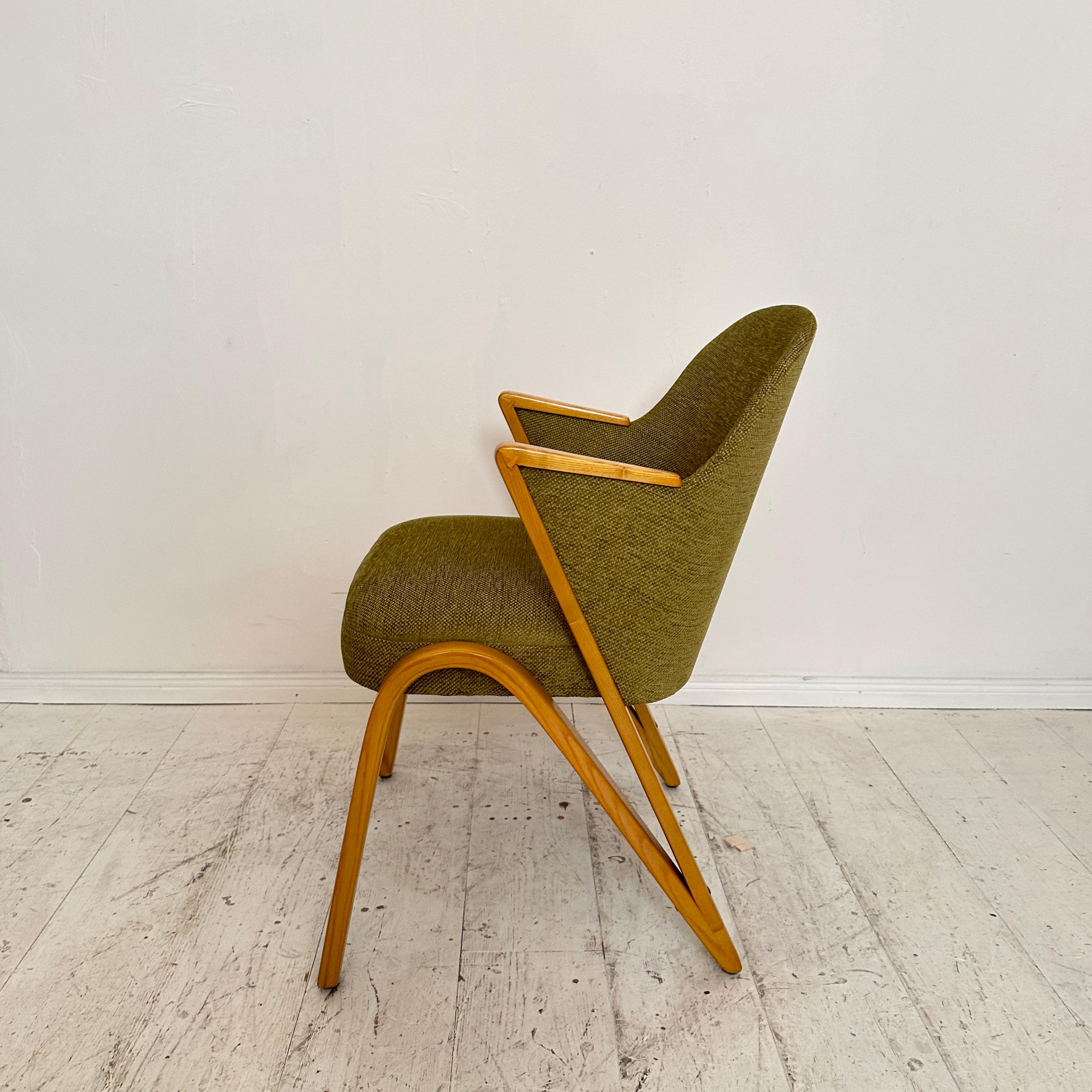 Mid-20th Century Mid Century Armchair with Ottoman by Paul Bode in Green Fabric, around 1950 For Sale
