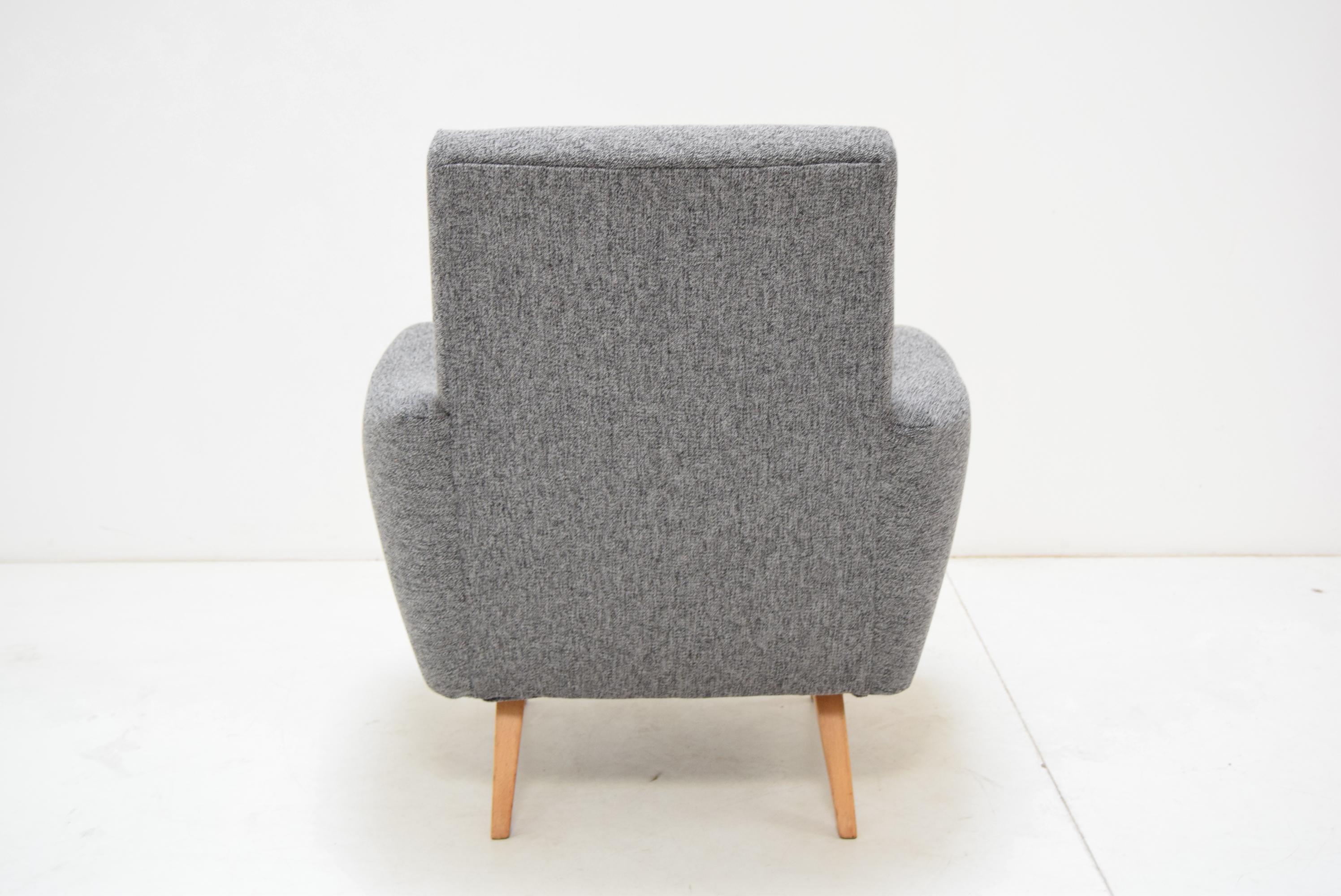 Fabric Mid-Century Armchair, Czechoslovakia, 1960's For Sale