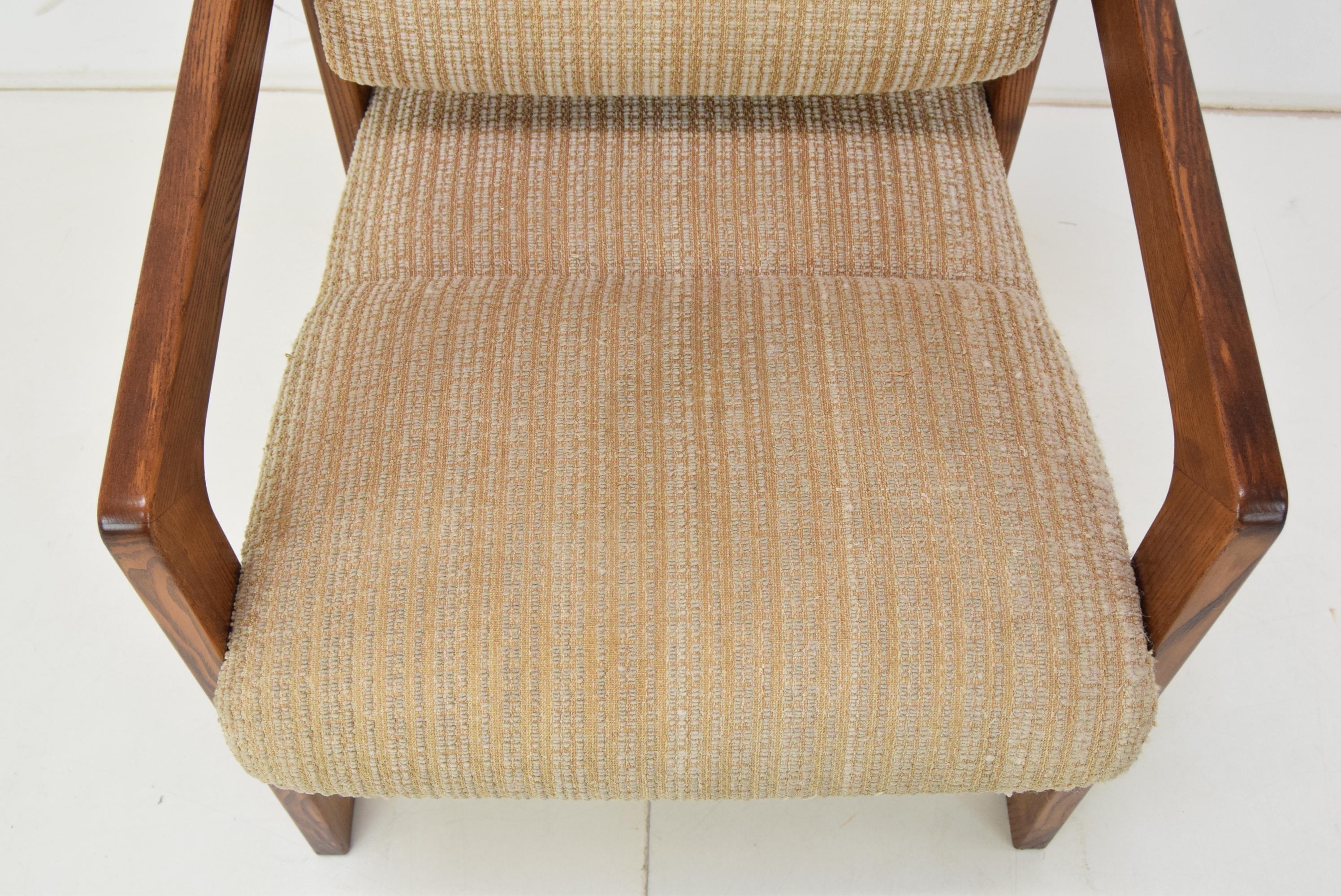 Fabric Mid-Century Armchair, Czechoslovakia, 1960's For Sale