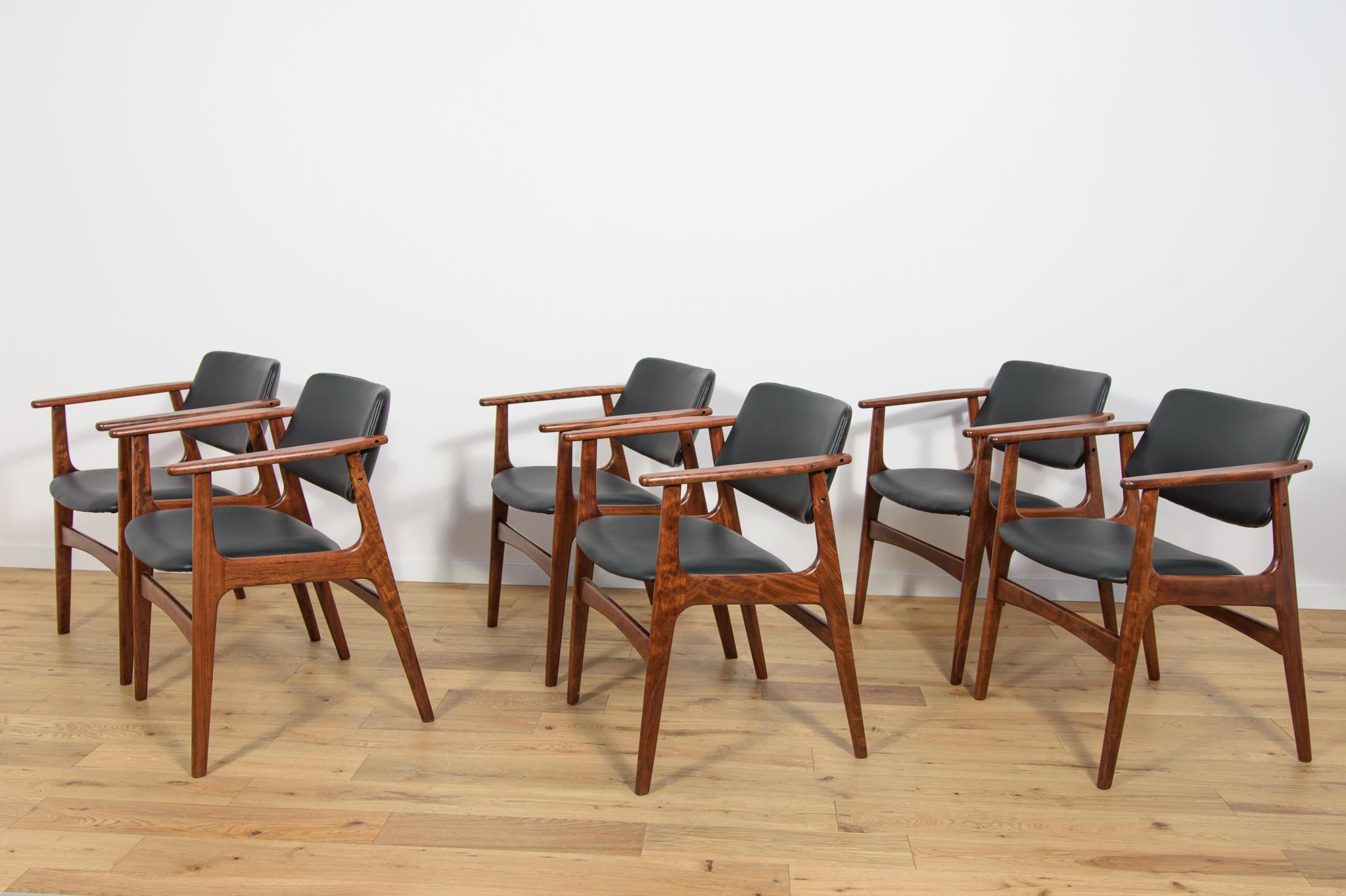 Woodwork Mid Century Armchairs by Arne Vodder, 1960s, Set of 6 For Sale