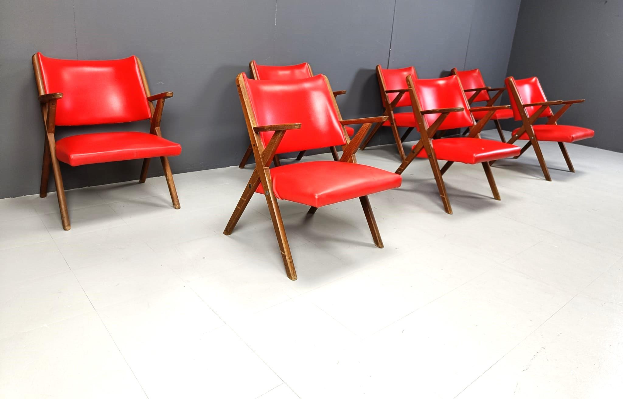 Faux Leather Mid century armchairs by Dal Vera, 1960s - set of 2 For Sale