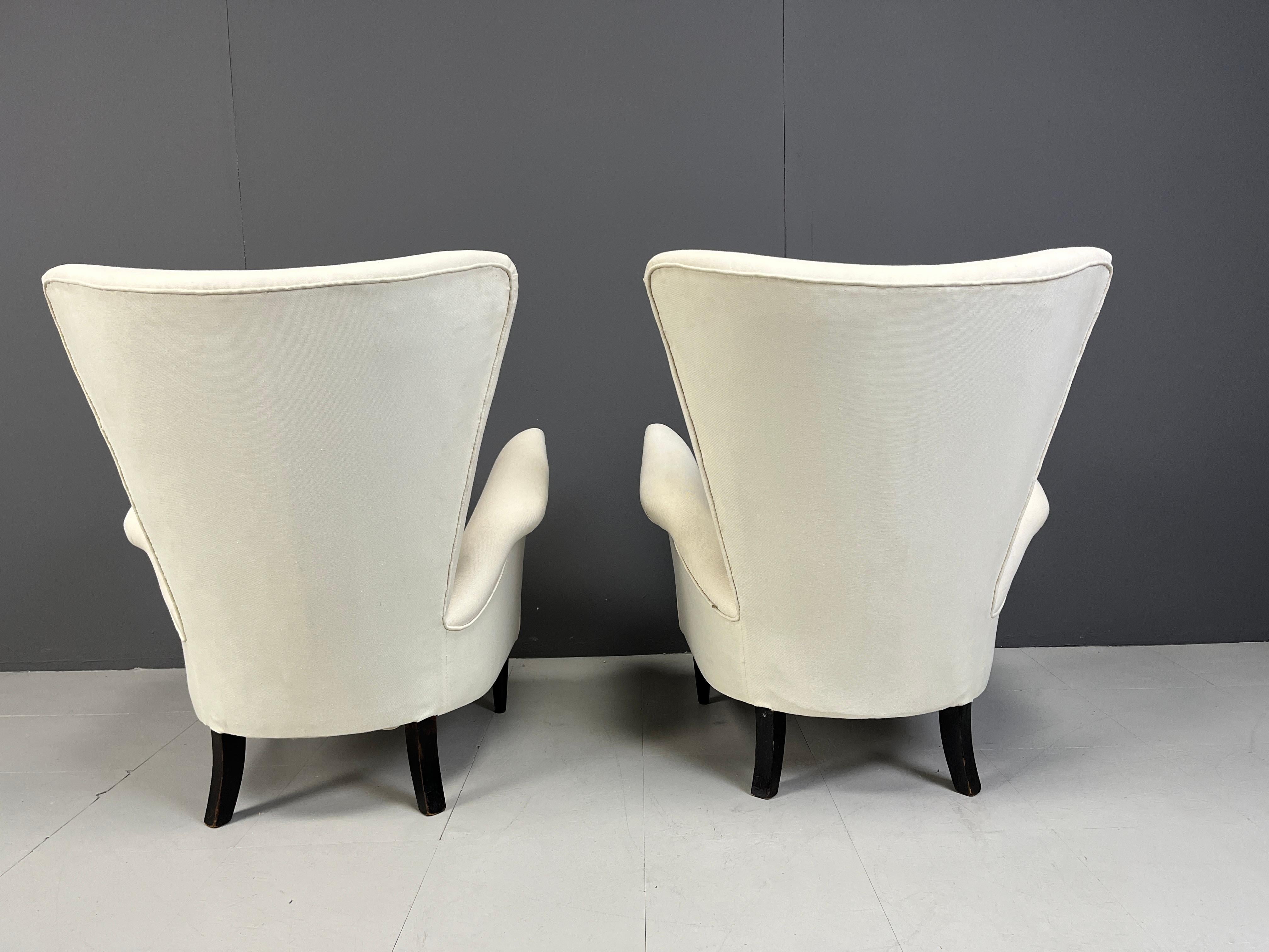 Tissu Fauteuils du milieu du siècle attribués à Gio Ponti, années 1950