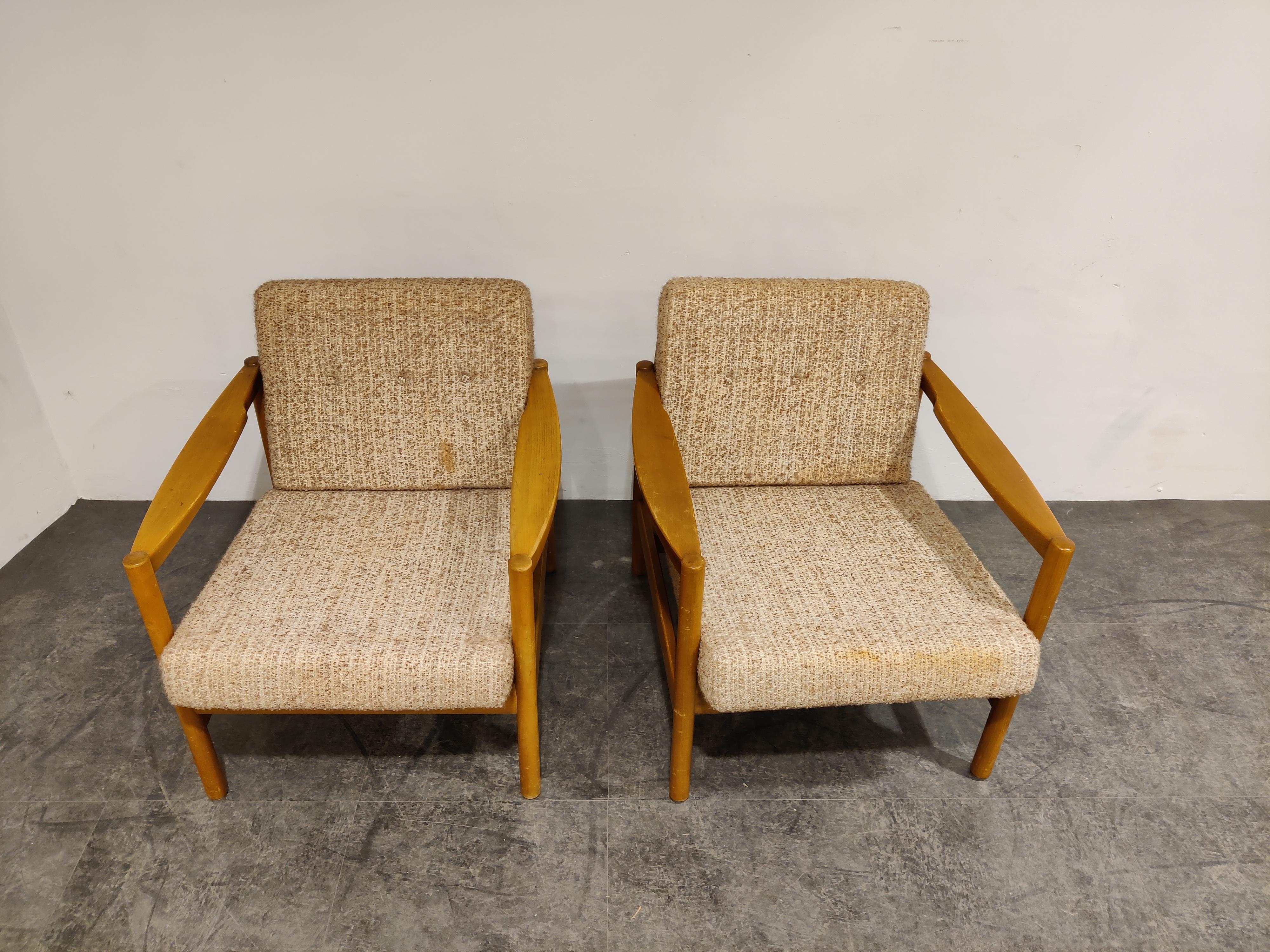 Fabric Mid Century Armchairs by Knoll Antimott, 1960s