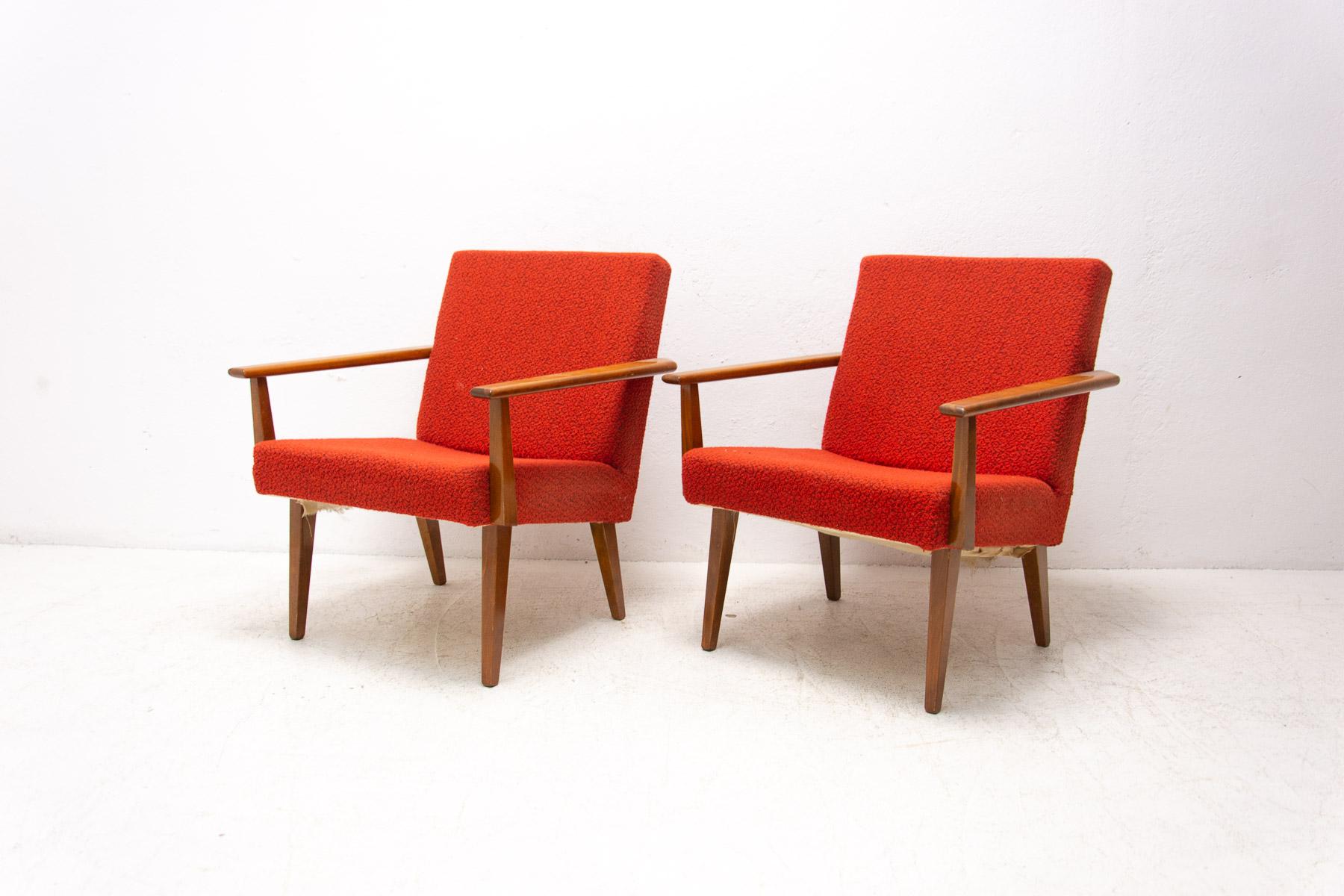 Fabric Mid Century Armchairs by Tatra Nábytok, 1960's, Czechoslovakia For Sale