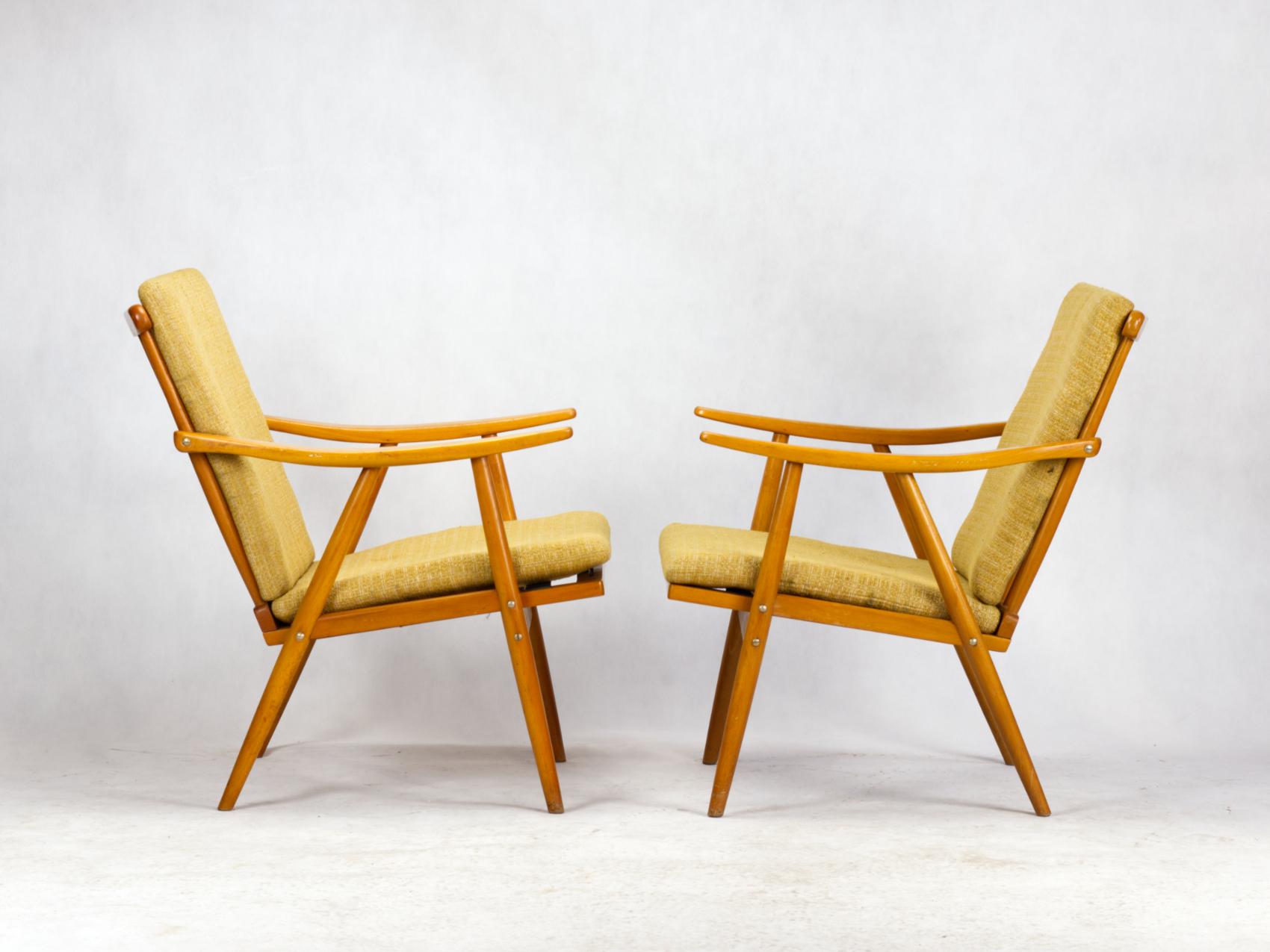 Wood Mid Century Armchairs by TON Czechoslovakia, 1960s For Sale