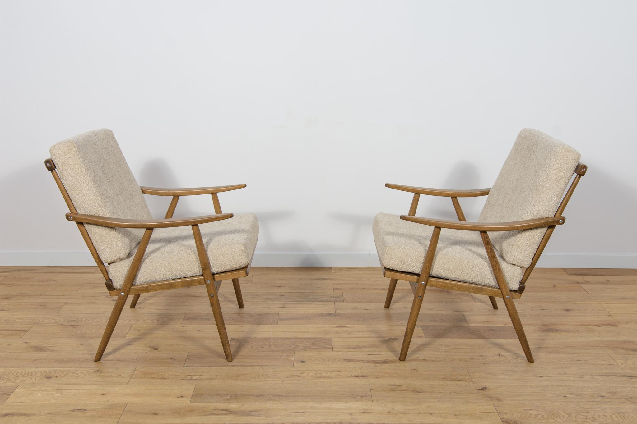 Woodwork Mid-Century Armchairs from Ton, 1960s, Set of 2 For Sale