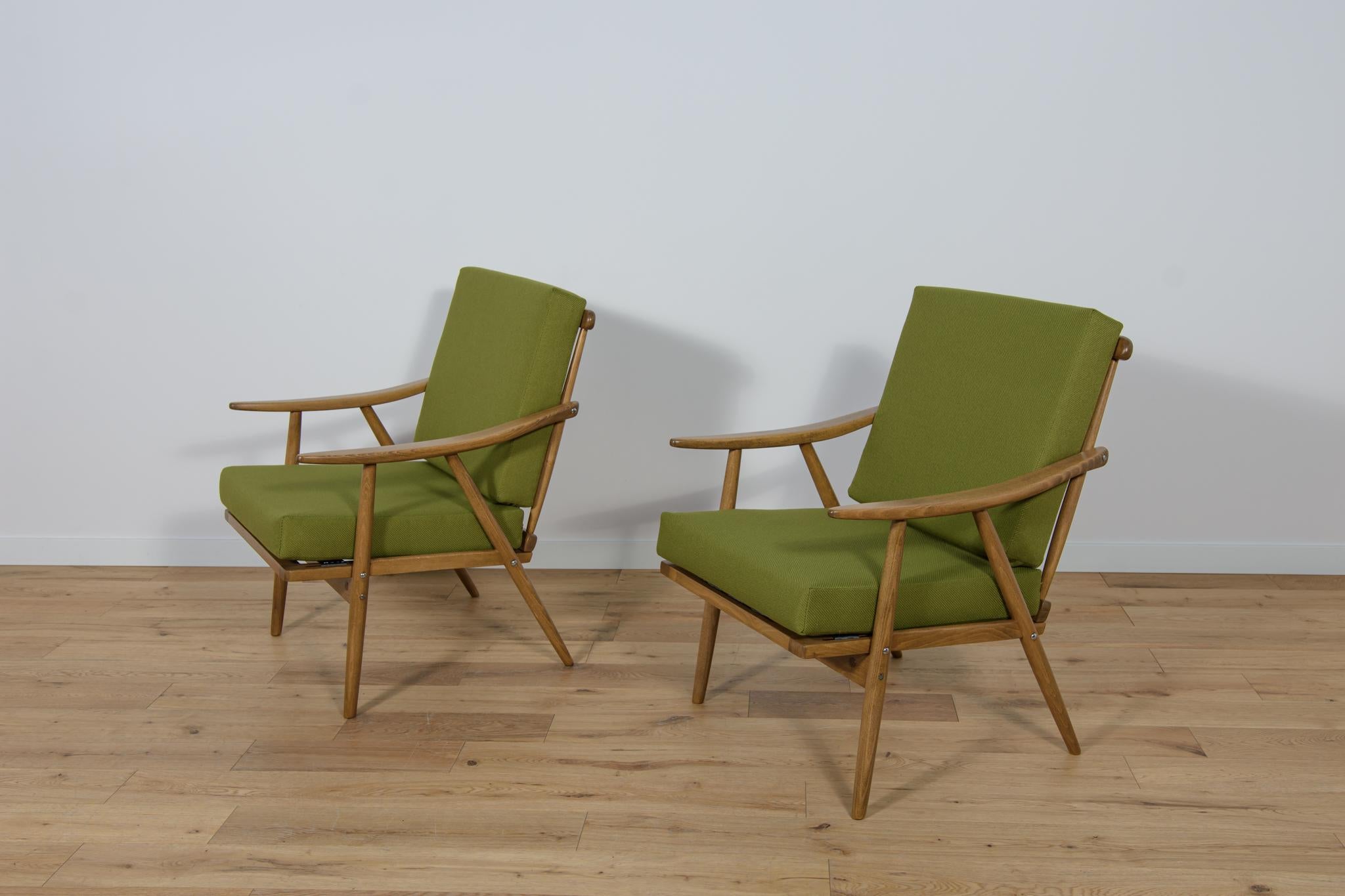 Woodwork Mid-Century Armchairs from Ton, 1960s, Set of 2 For Sale