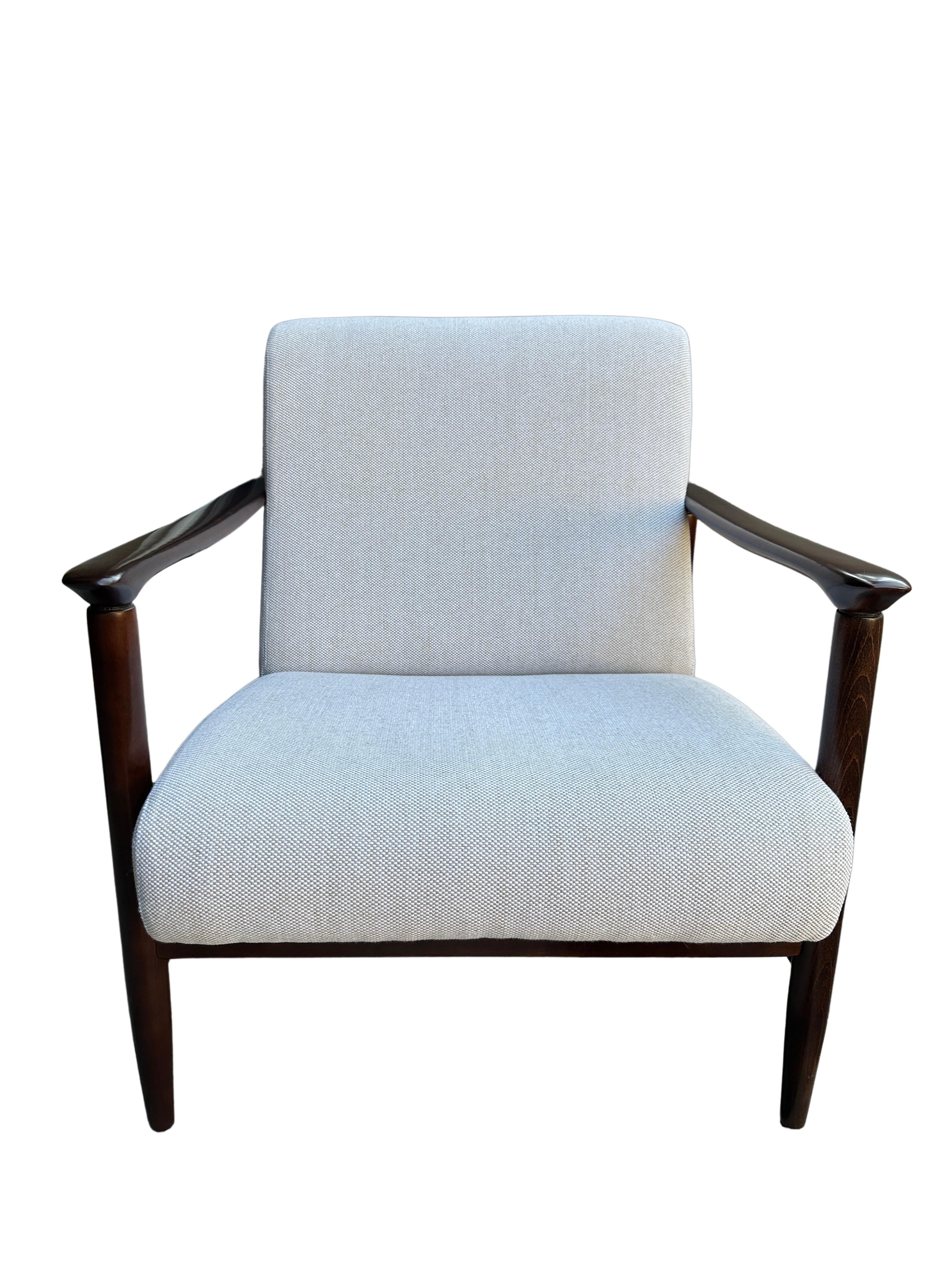 Mid-20th Century Mid Century Armchairs in Beige Linen, by Edmund Homa, 1960s, Set of Two For Sale
