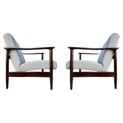Poltrone di metà secolo in lino beige, di Edmund Homa, anni '60, set di due
