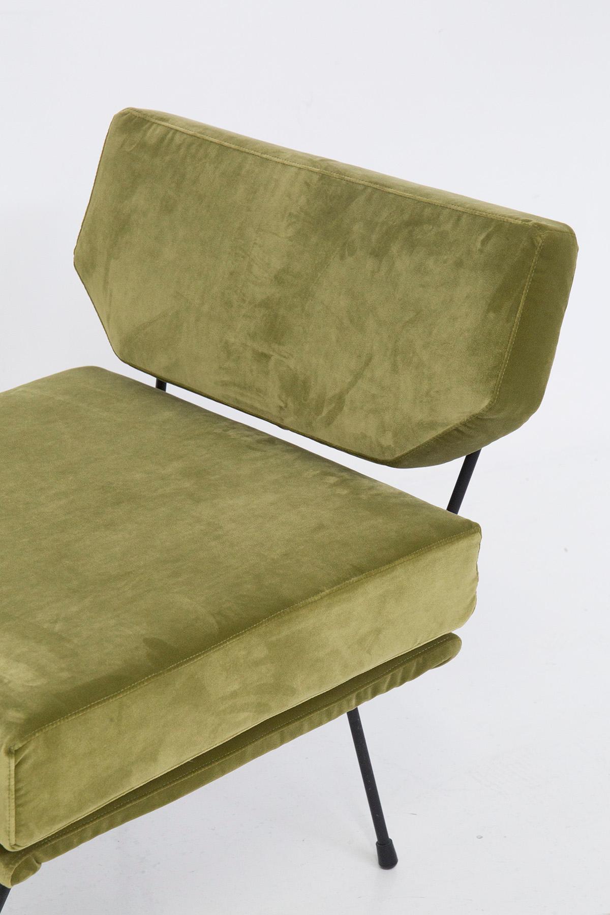 Midcentury Armchairs in Green Velvet and Iron In Good Condition In Milano, IT