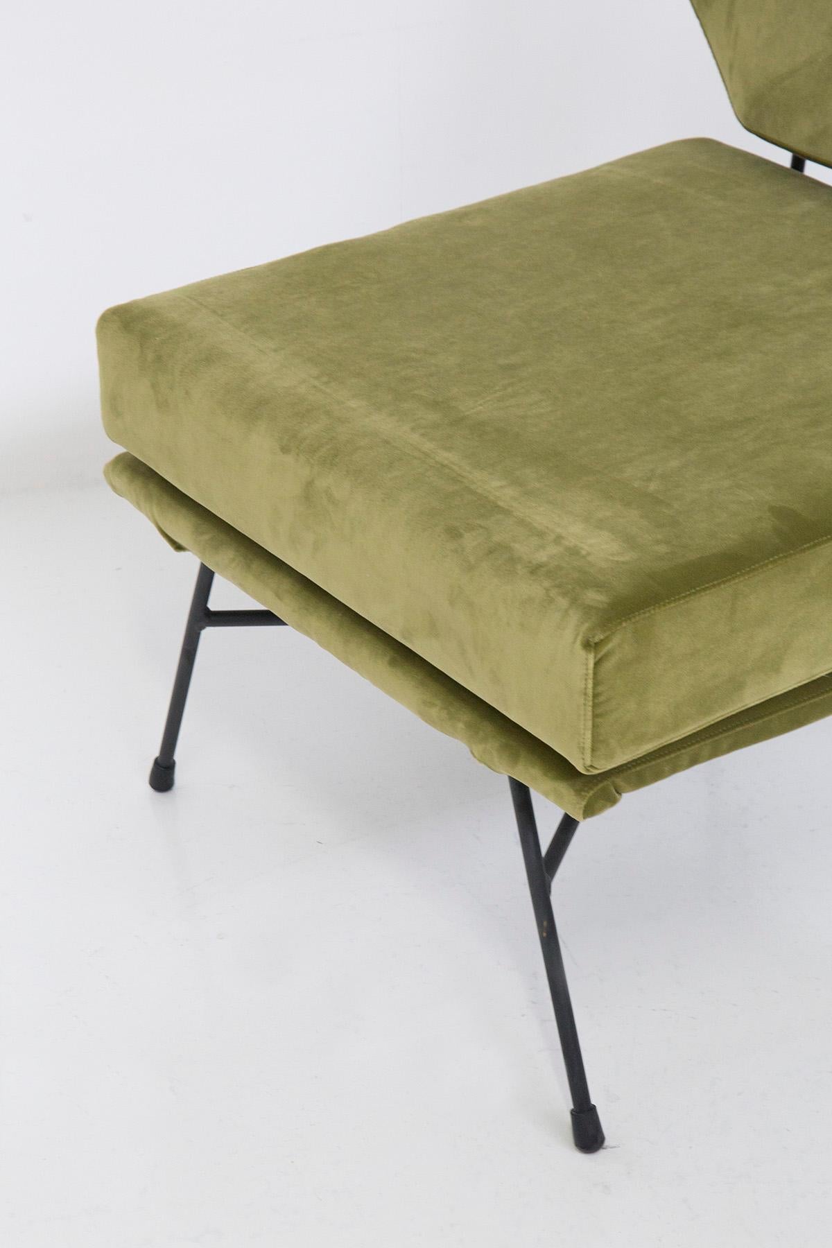 Midcentury Armchairs in Green Velvet and Iron 1