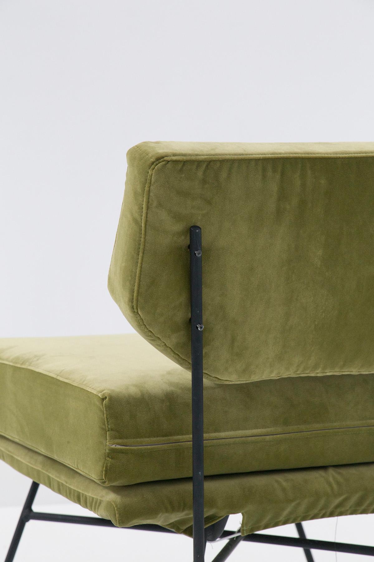 Midcentury Armchairs in Green Velvet and Iron 2