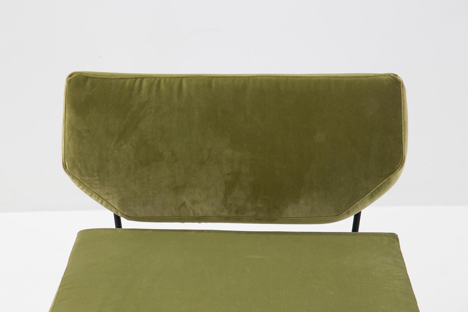 Midcentury Armchairs in Green Velvet and Iron 3