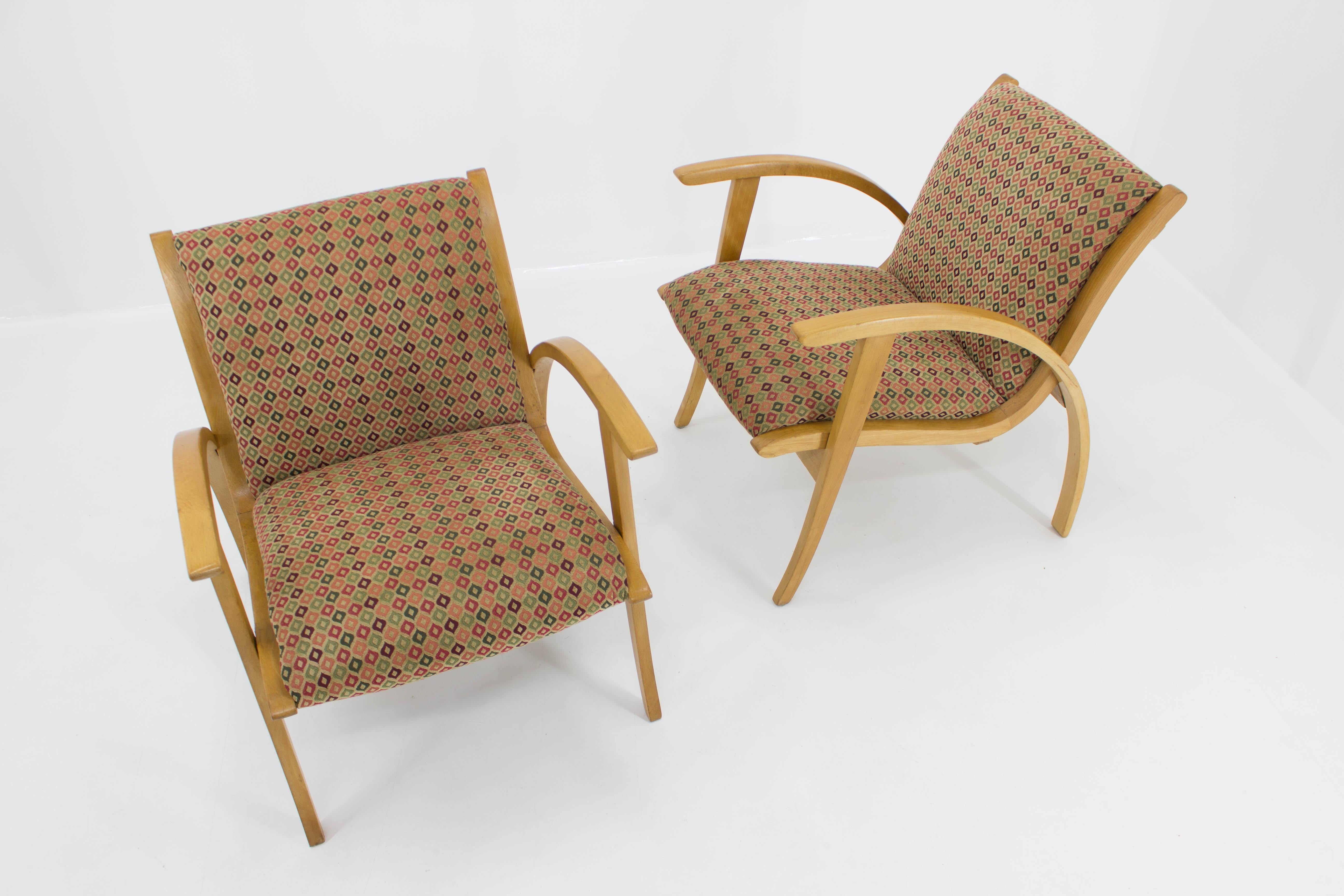 Beech Midcentury Armchairs, 1960s For Sale