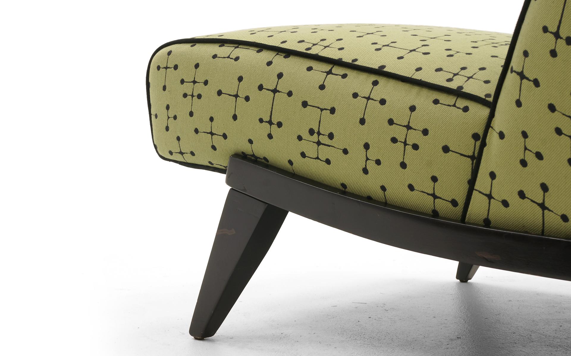 Mid-Century Modern Midcentury Armless Lounge / Slipper Chair Newer Green Eames Fabric by Maharam