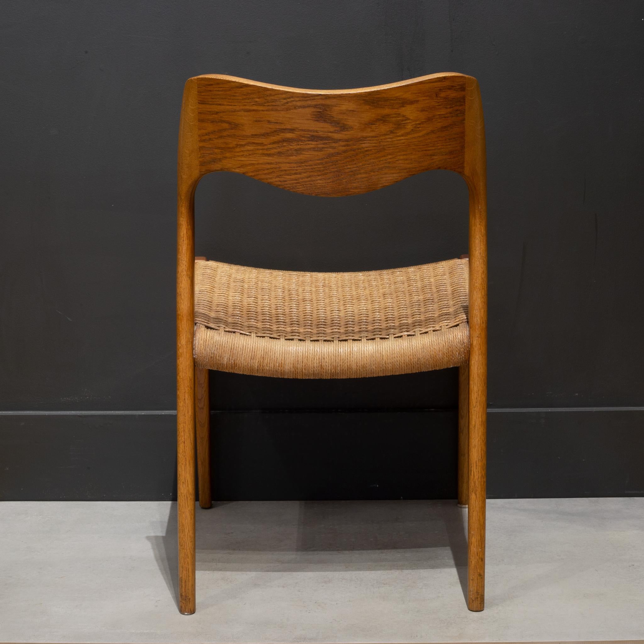 Mid-Century Arne Hovmand-Olsen Teak and Paper Cord Dining Chairs c.1960 In Good Condition In San Francisco, CA