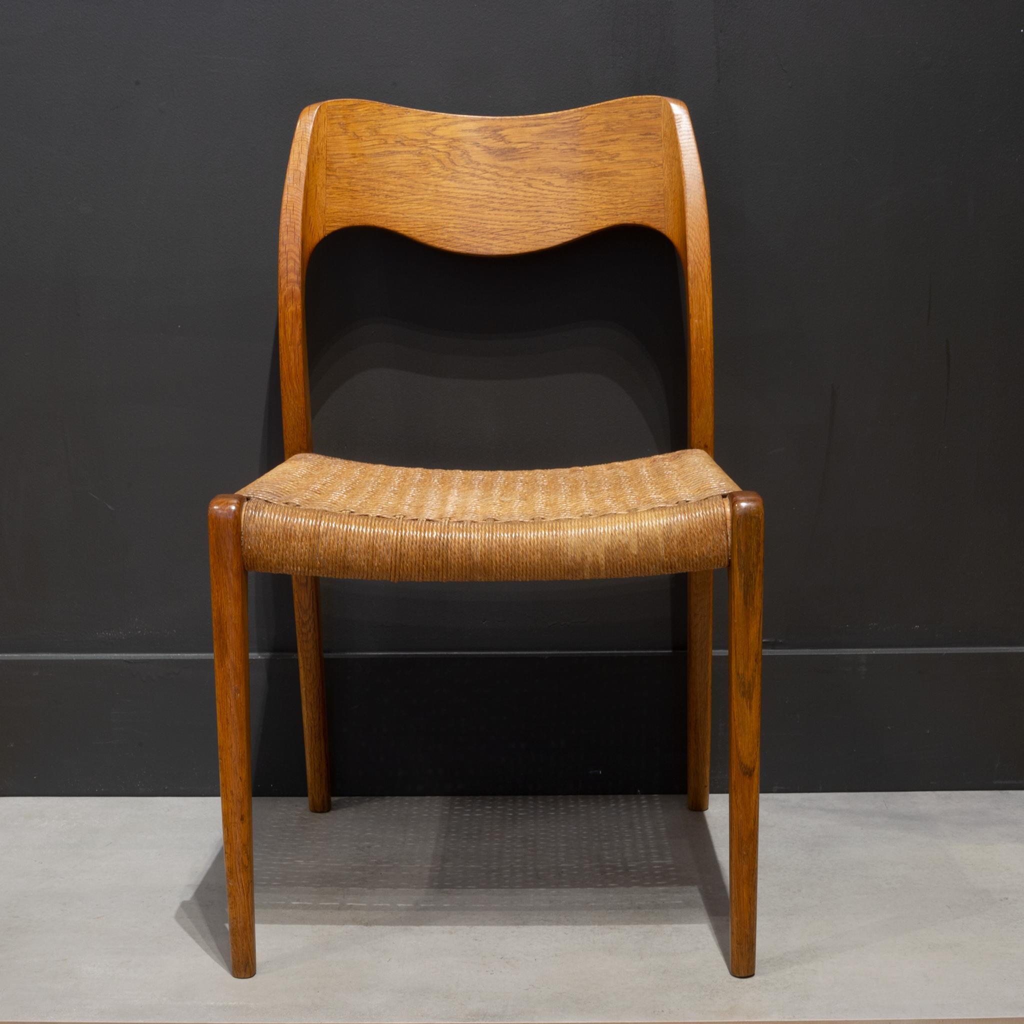 Wool Mid-Century Arne Hovmand-Olsen Teak and Paper Cord Dining Chairs c.1960