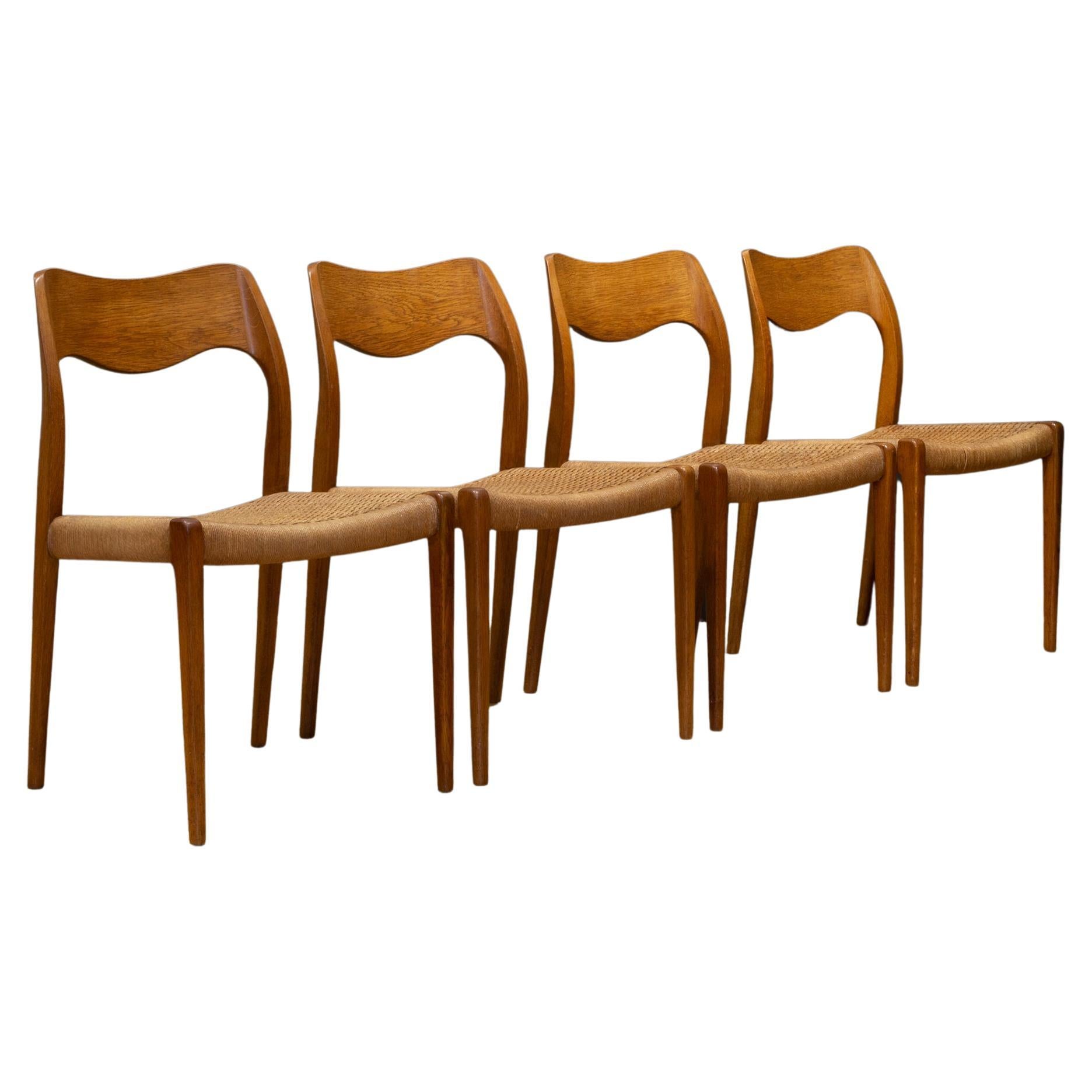 Mid-Century Arne Hovmand-Olsen Teak and Paper Cord Dining Chairs c.1960