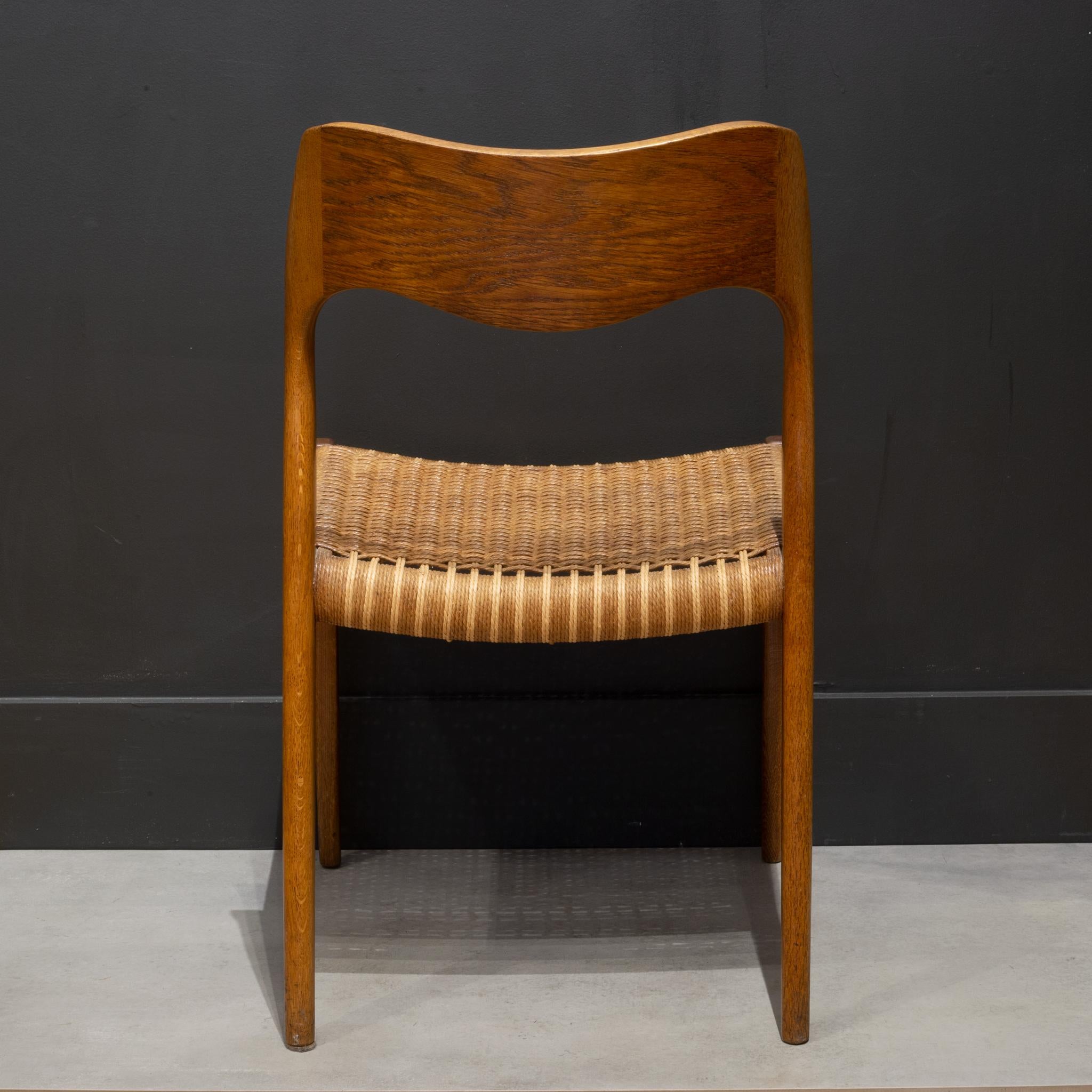 Danish Mid-Century Arne Hovmand-Olsen Teak and Woven Rush Side Chair C.1960