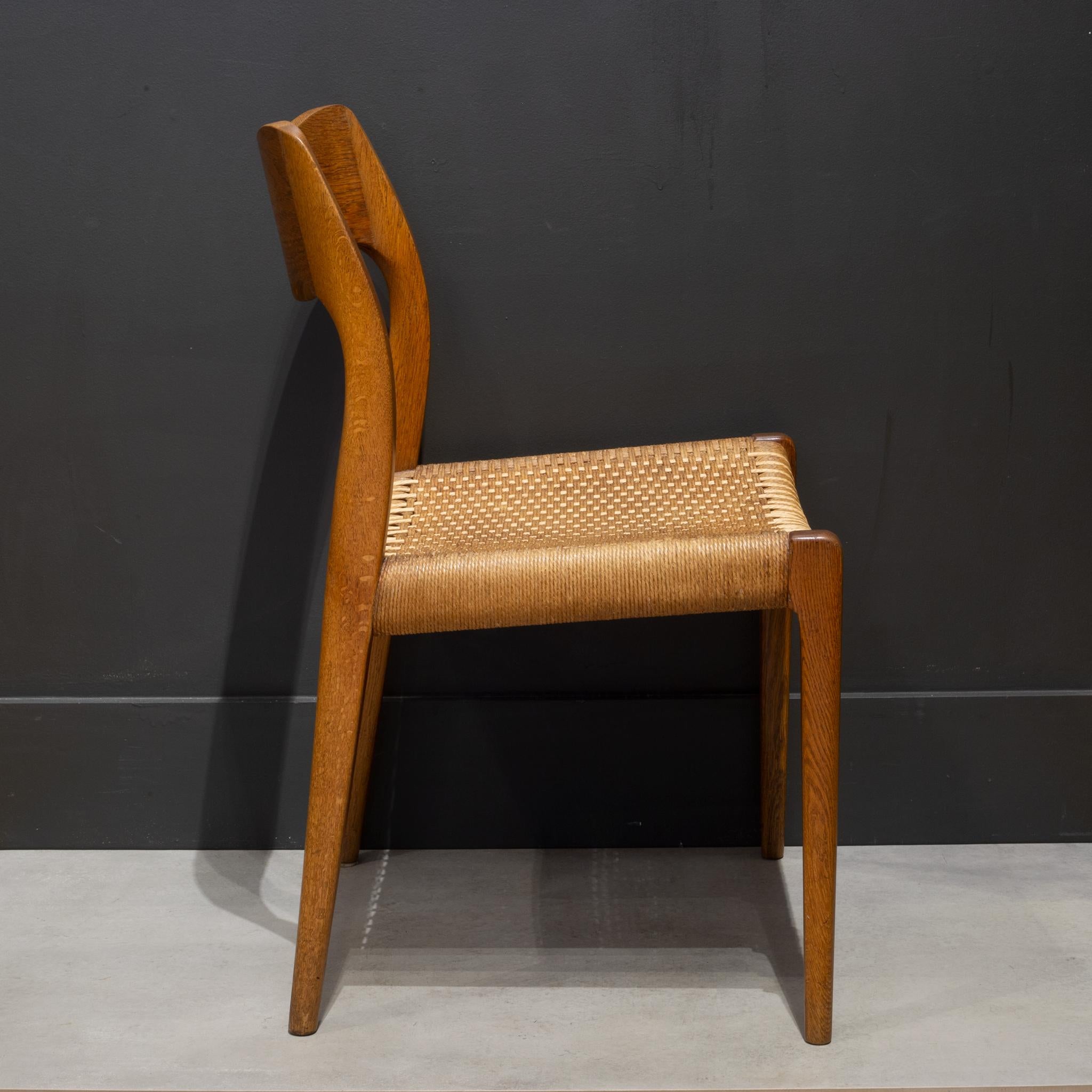 Mid-Century Arne Hovmand-Olsen Teak and Woven Rush Side Chair C.1960 In Good Condition In San Francisco, CA