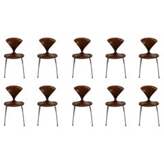 Mid Century Arne Jacobson Fritz Hansen Plycraft Teak Set 10 Stacking Chairs