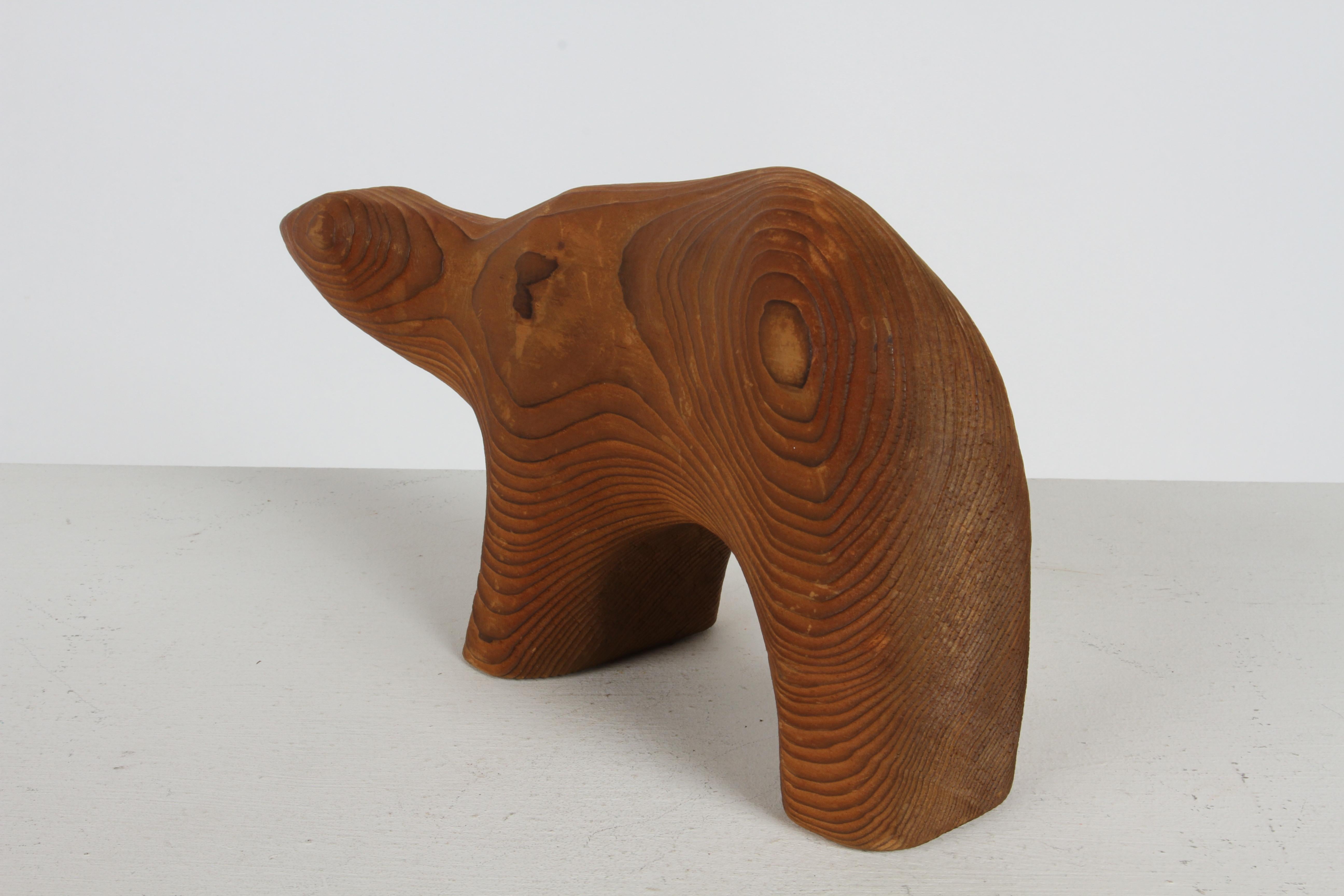 Mid-Century Arne Tjomsland Style Carved Cedar Bear Cub Sculpture - Cerd Canada For Sale 5