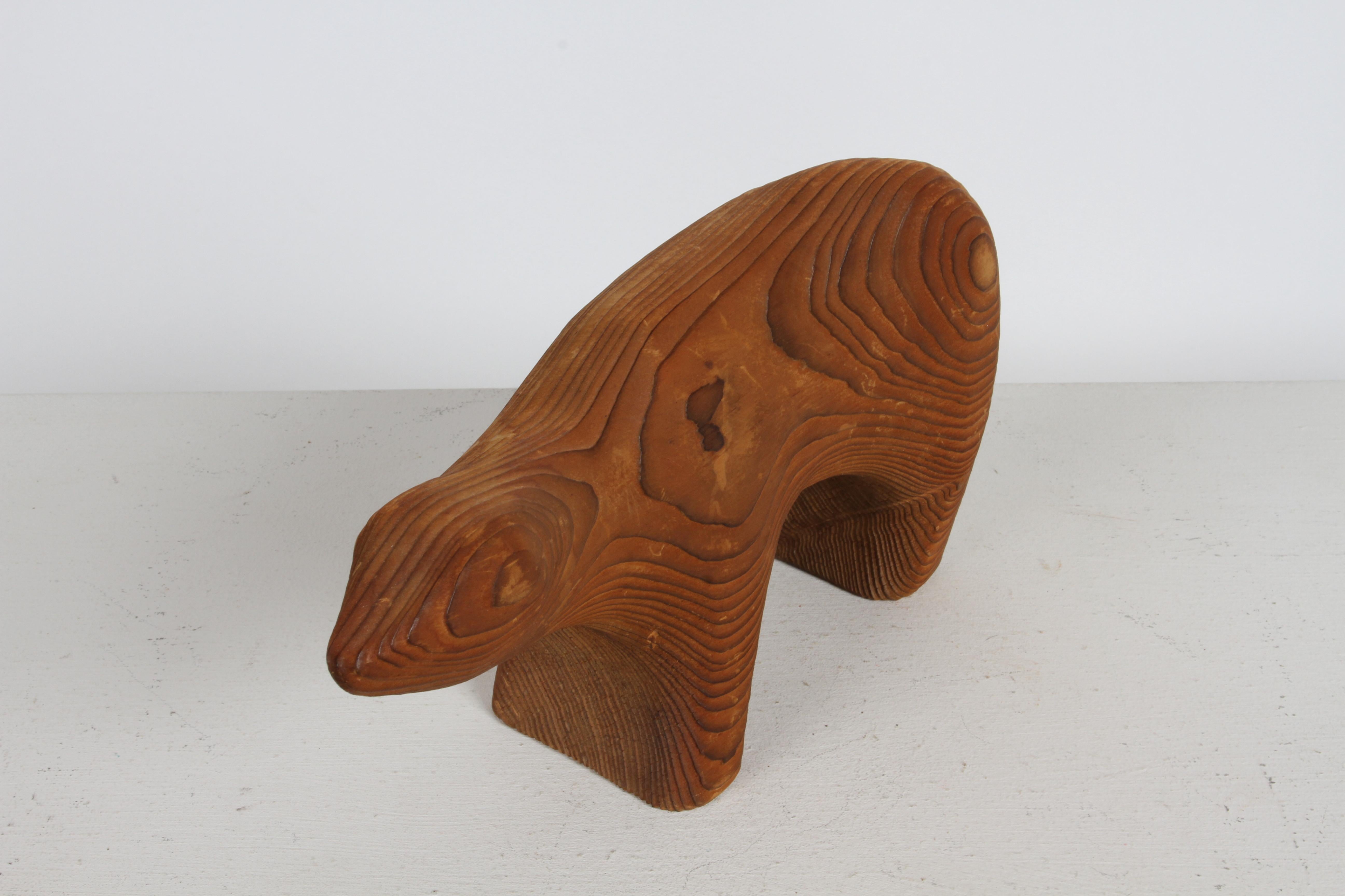 Mid-Century Arne Tjomsland Style Carved Cedar Bear Cub Sculpture - Cerd Canada For Sale 7