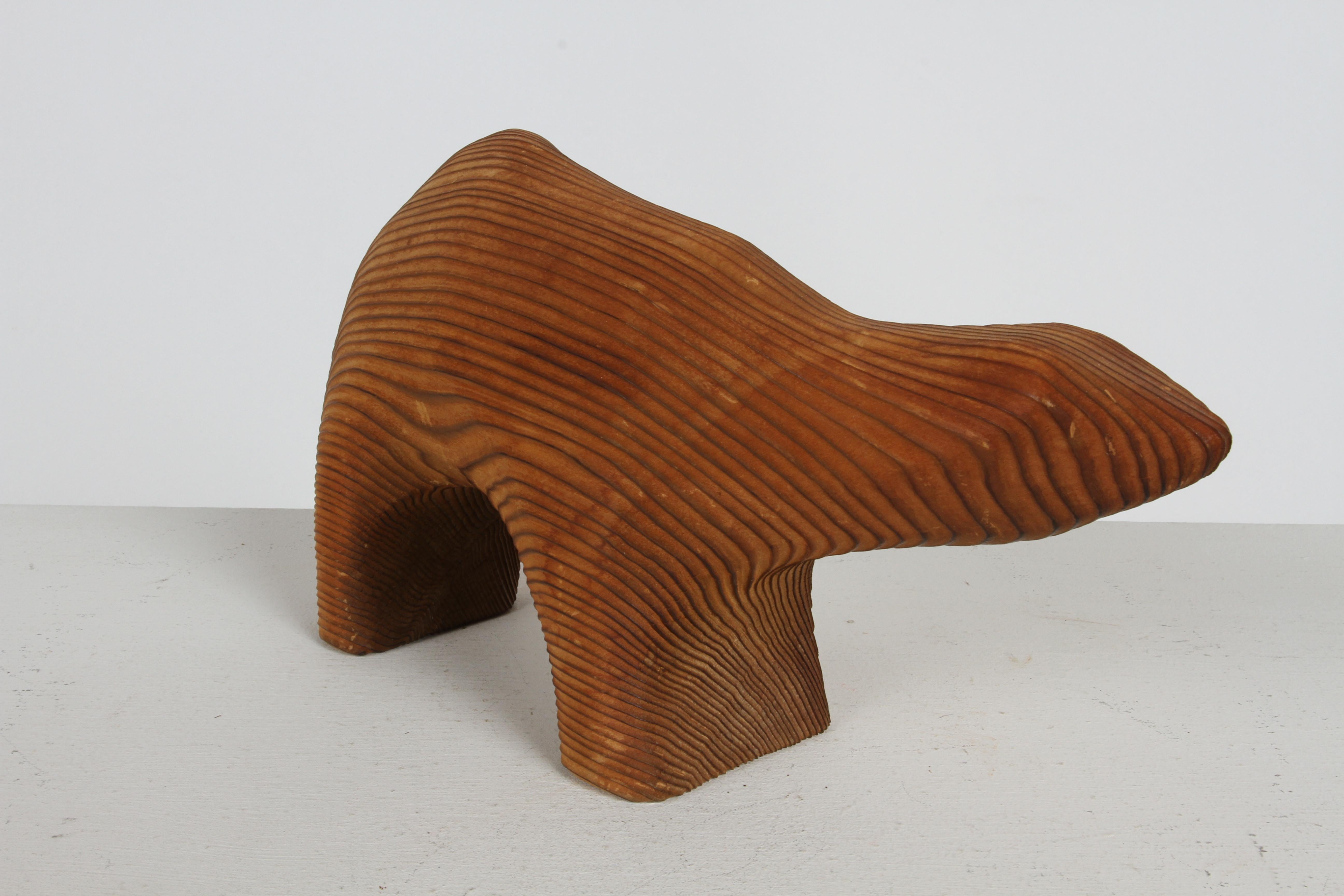 Mid-20th Century Mid-Century Arne Tjomsland Style Carved Cedar Bear Cub Sculpture - Cerd Canada For Sale