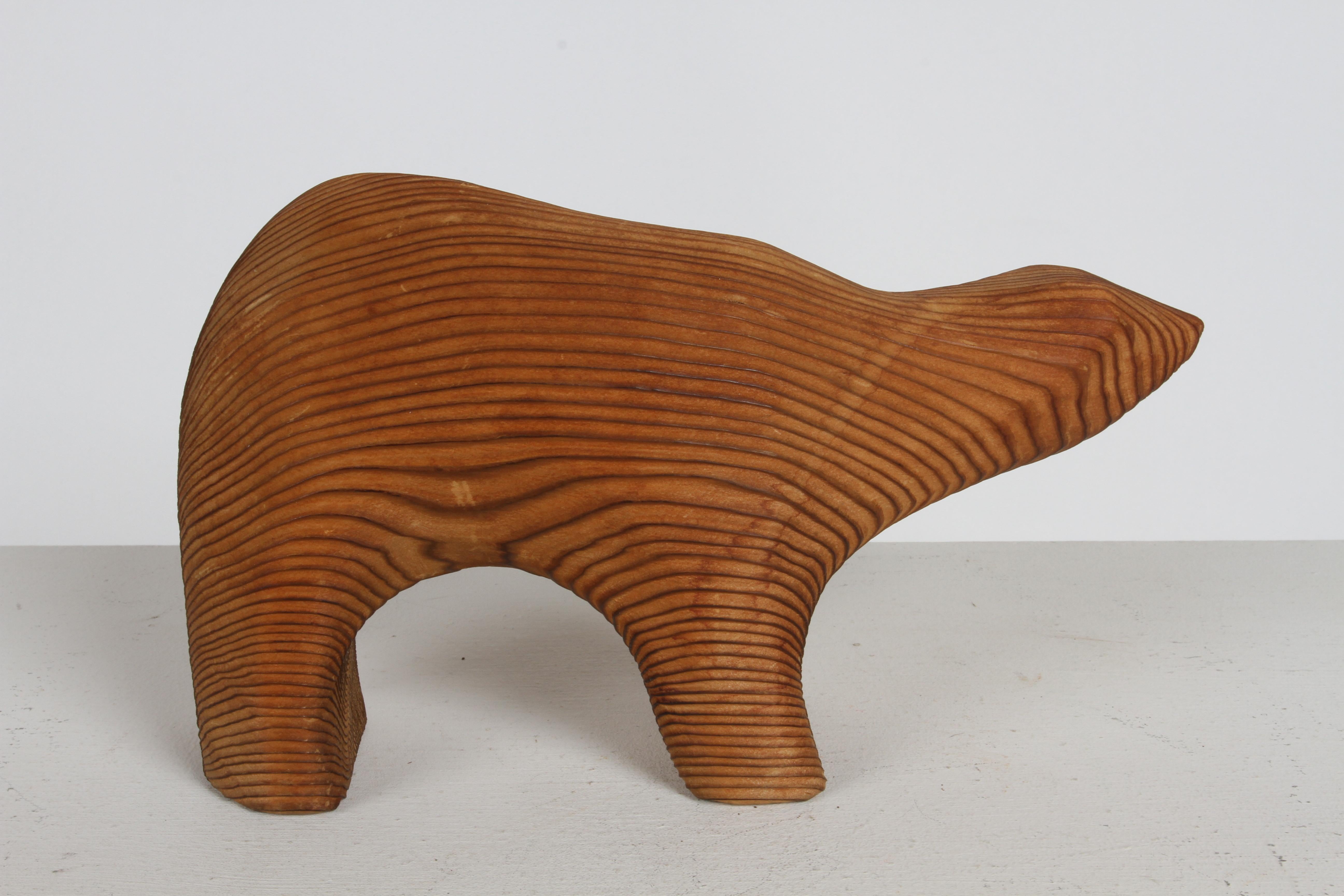 Mid-Century Arne Tjomsland Style Carved Cedar Bear Cub Sculpture - Cerd Canada For Sale 2
