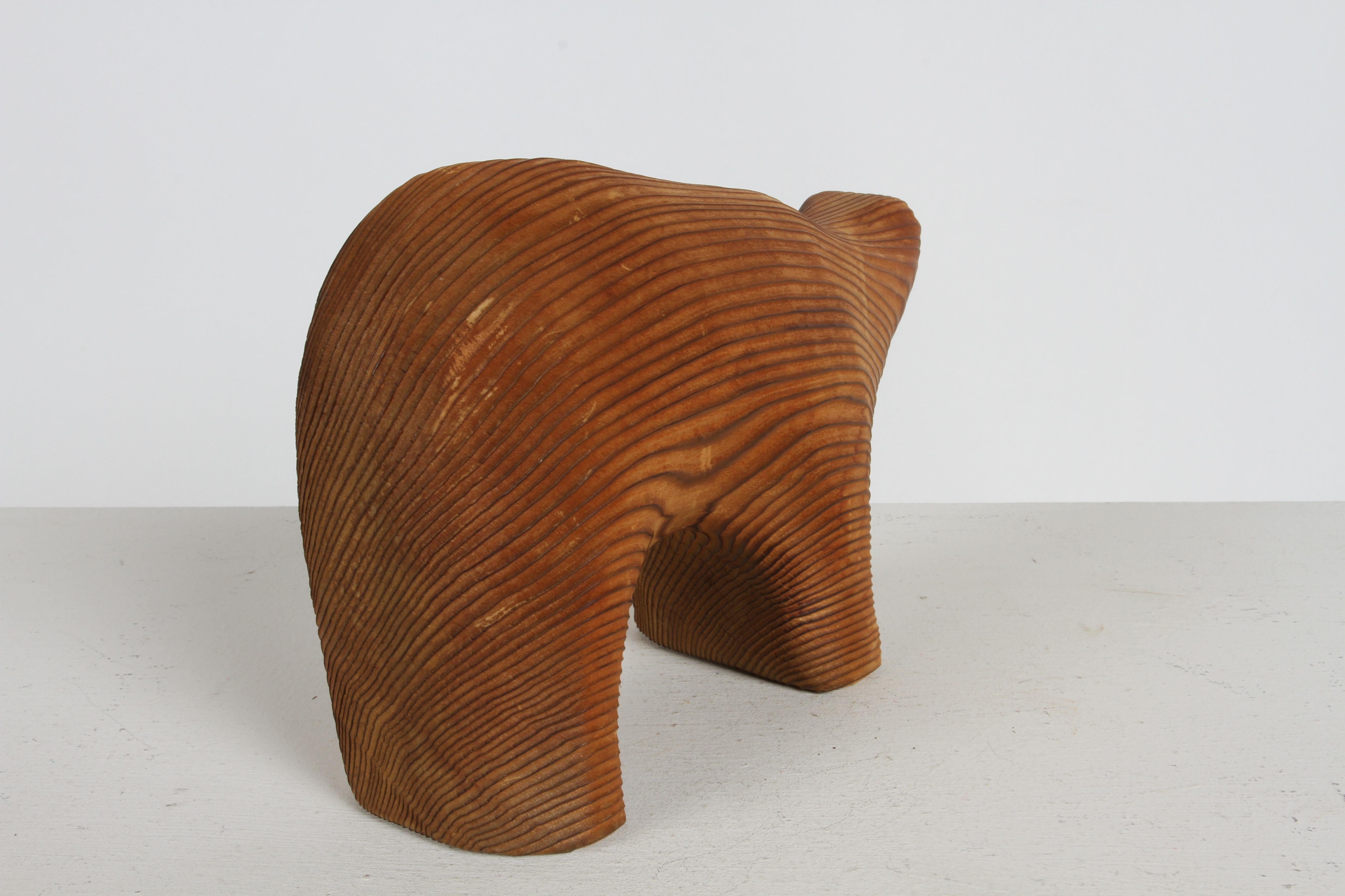Mid-Century Arne Tjomsland Style Carved Cedar Bear Cub Sculpture - Cerd Canada For Sale 3