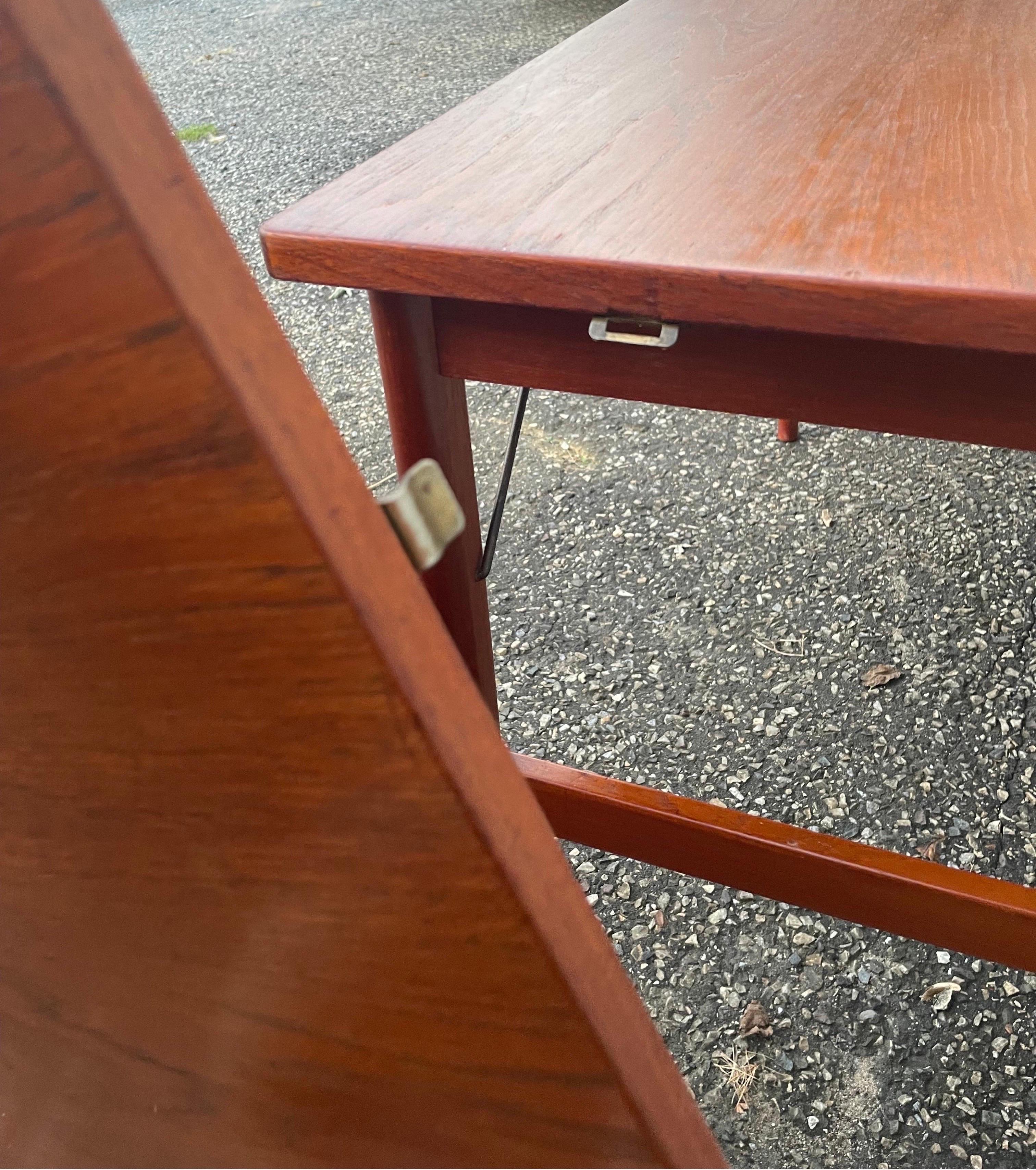 Mid Century Arne Vodder Style Danish Modern Teak Drop Leaf Desk For Sale 5