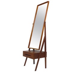 Mid Century Arne Vodder Full Length Pivoting Teak Mirror