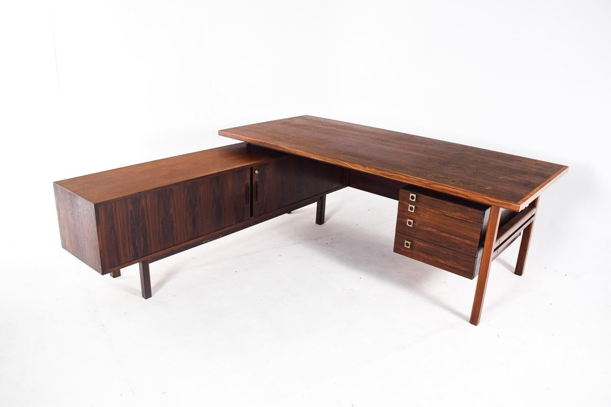 Palissandro Scrivania a forma di L in palissandro di Arne Vodder per Sibast, 1960 in vendita