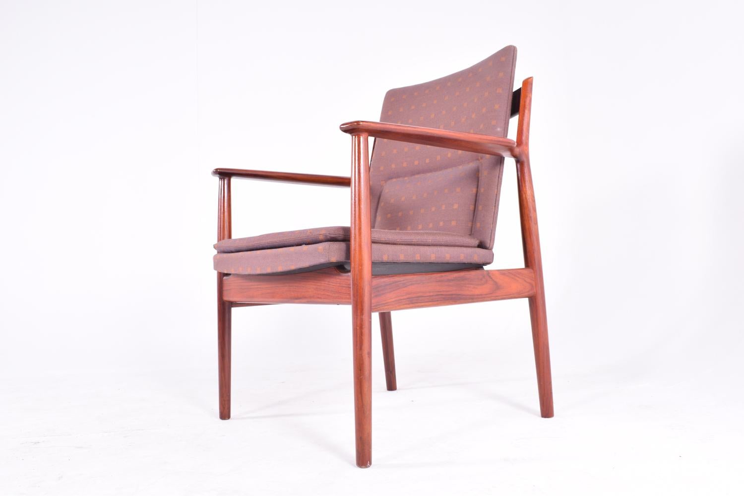 Midcentury Arne Vodder Rosewood and Fabric Desk Chair for Sibast In Good Condition In Lisboa, Lisboa