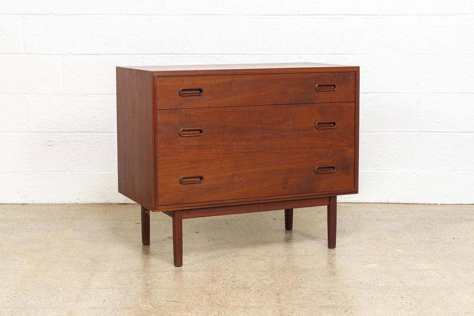 American Midcentury Arne Vodder Style Walnut Wood Three-Drawer Dresser, 1960s