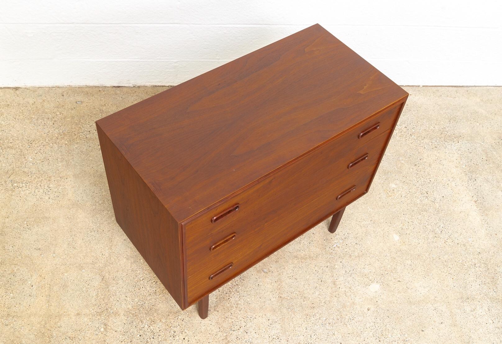 Mid-20th Century Midcentury Arne Vodder Style Walnut Wood Three-Drawer Dresser, 1960s