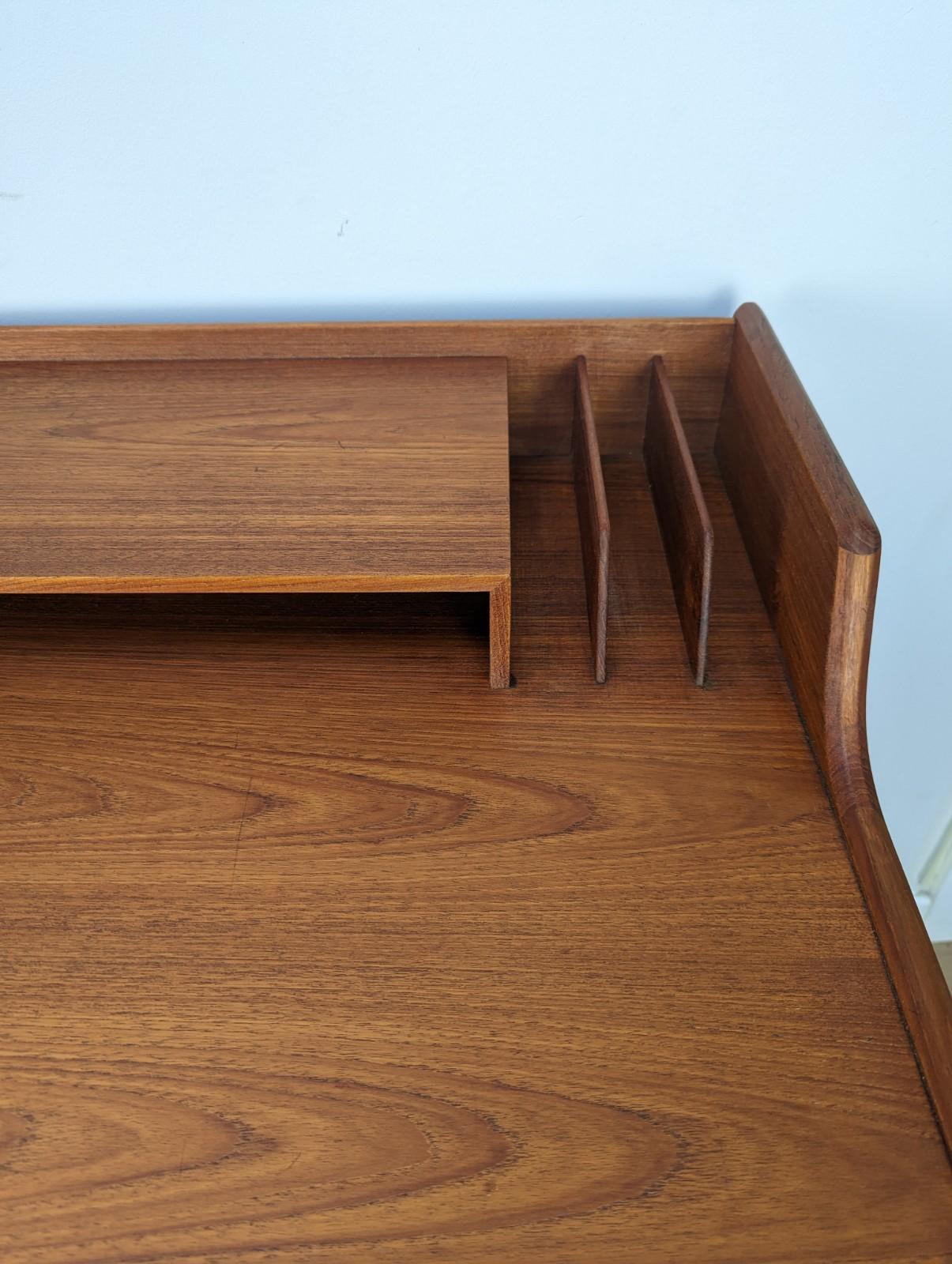 Mid-Century Arne Wahl Iversen Vintage Teak Desk Model 56, Danish In Good Condition In Tunbridge Wells, GB