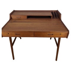 Mid-Century Arne Wahl Iversen Vintage Teak Desk Model 56, Danish