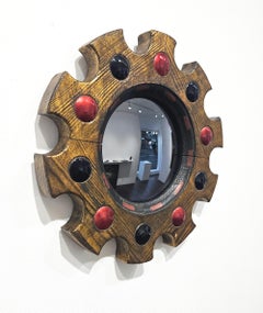 Mid Century 'Arnolfini' Konvexer Hexen-Emaille-Sonnenschliff-Spiegel, Spanien, 1950er Jahre