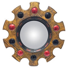 Mid Century 'Arnolfini' Convex Witches Enamel Sunburst Mirror, Spain, 1950s