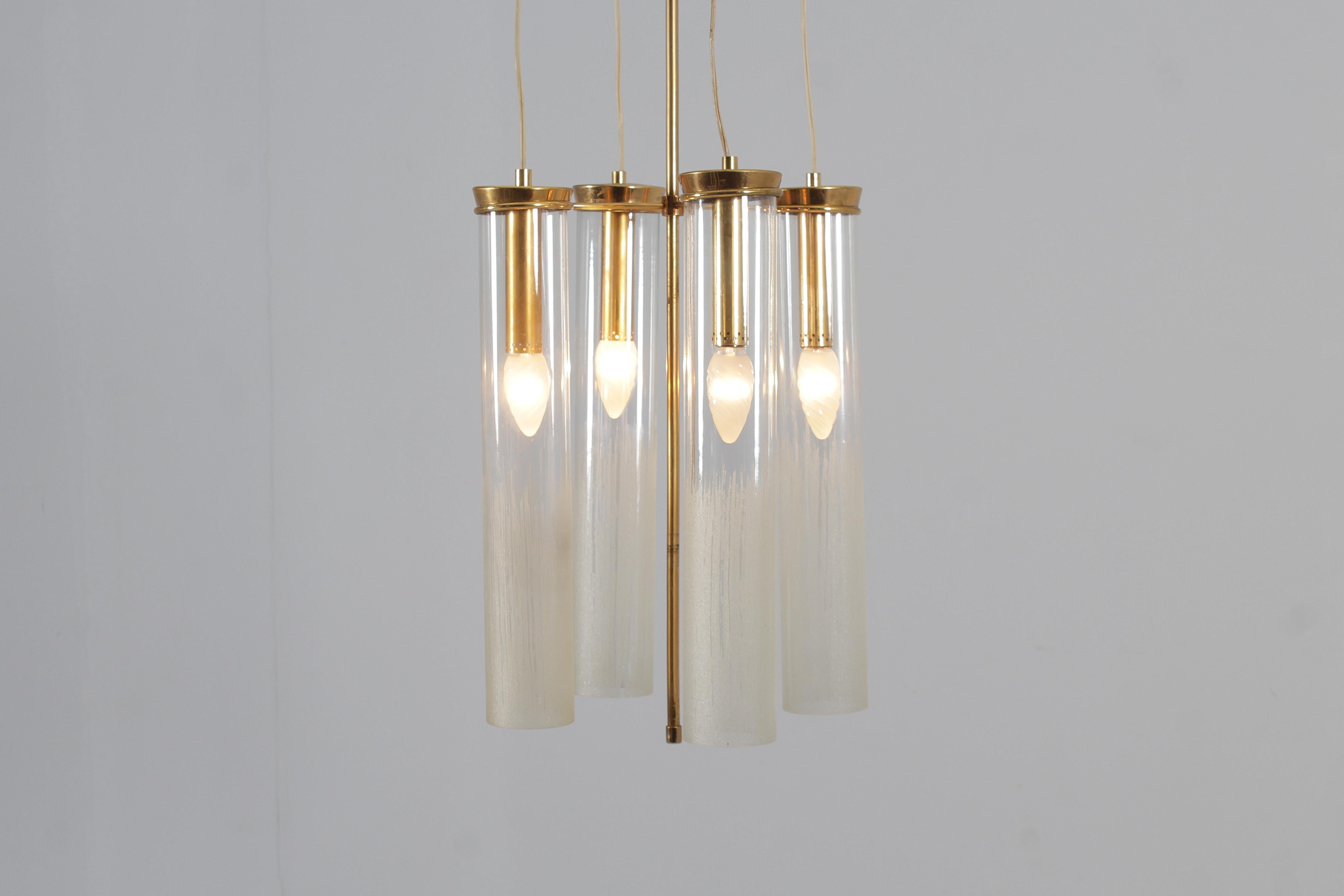 Mid-Century Arredoluce Monza (attr.) Brass and Glass Suspension Lamp 60s Italy For Sale 9