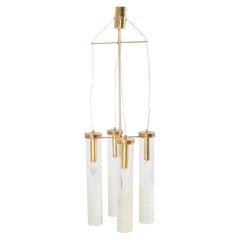Suspension en laiton et verre Arredoluce Monza (attr.) du milieu du siècle 60s Italie