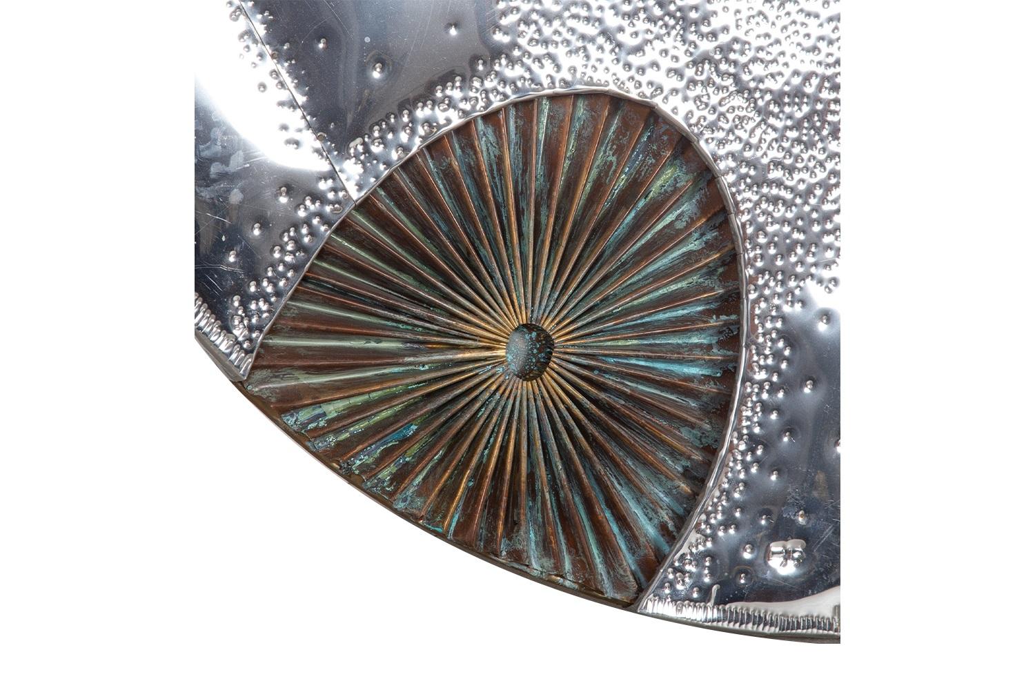 Große brutalistische Wandskulptur aus Aluminium und Kupfer, Don Freedman, Mid-Century Art (Moderne der Mitte des Jahrhunderts) im Angebot